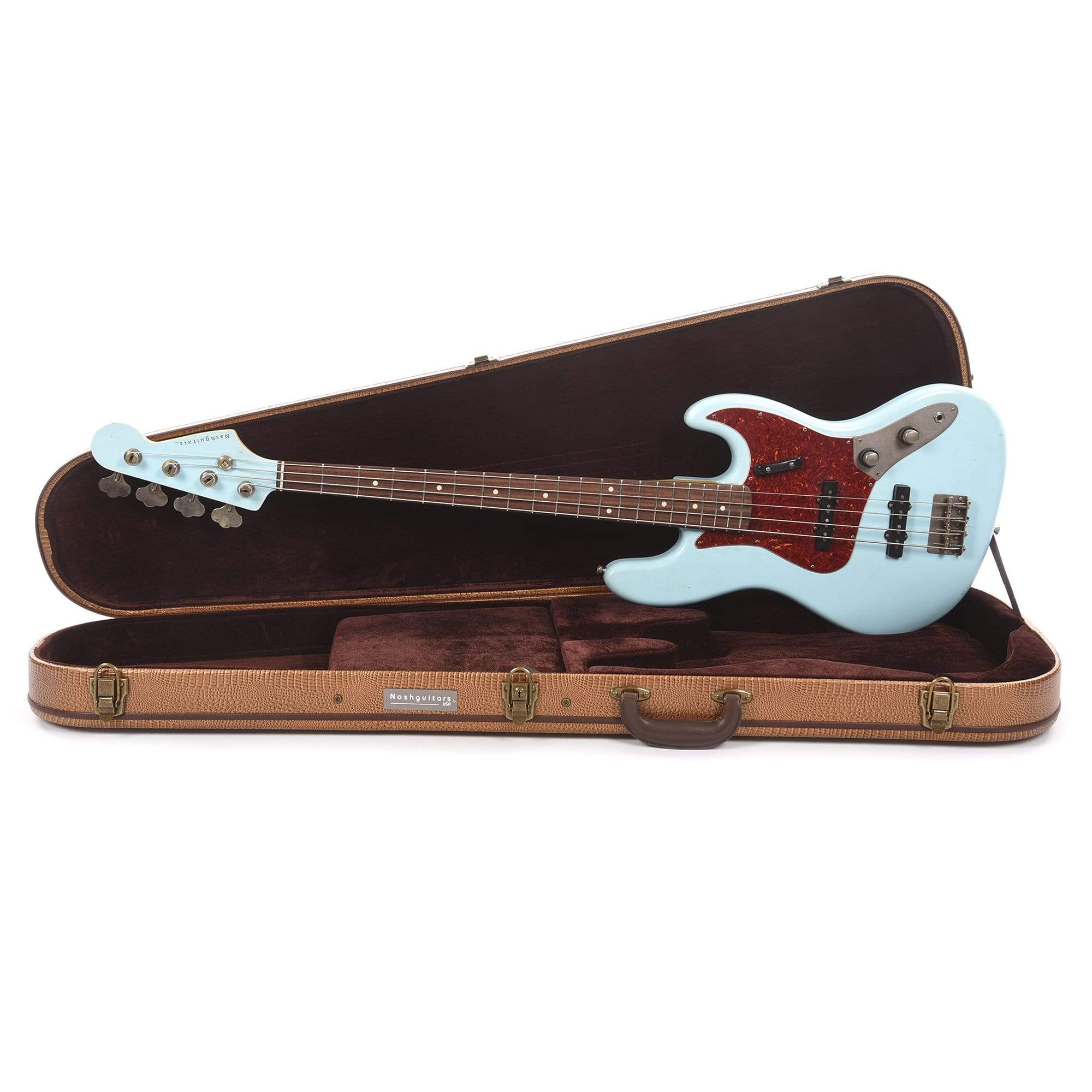 Nash JB-63 Sonic Blue Light Relic w/4-Ply Tortoise Pickguard, Matching Headstock, Stack Knob, & Lollar Pickups Bass Guitars / 4-String