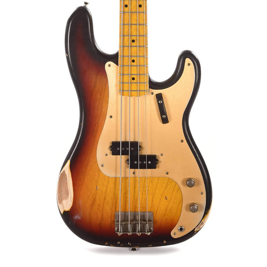 Nash PB-57 3-Tone Sunburst Medium Relic Ash w/Gold Anodized Pickguard & Lollar Pickups Bass Guitars / 4-String