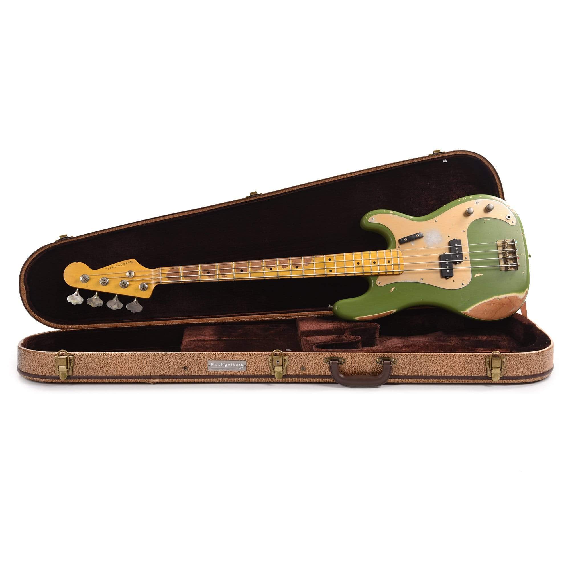 Nash PB-57 Army Green Heavy Relic w/Gold Anodized Pickguard & Lollar Pickups Bass Guitars / 4-String