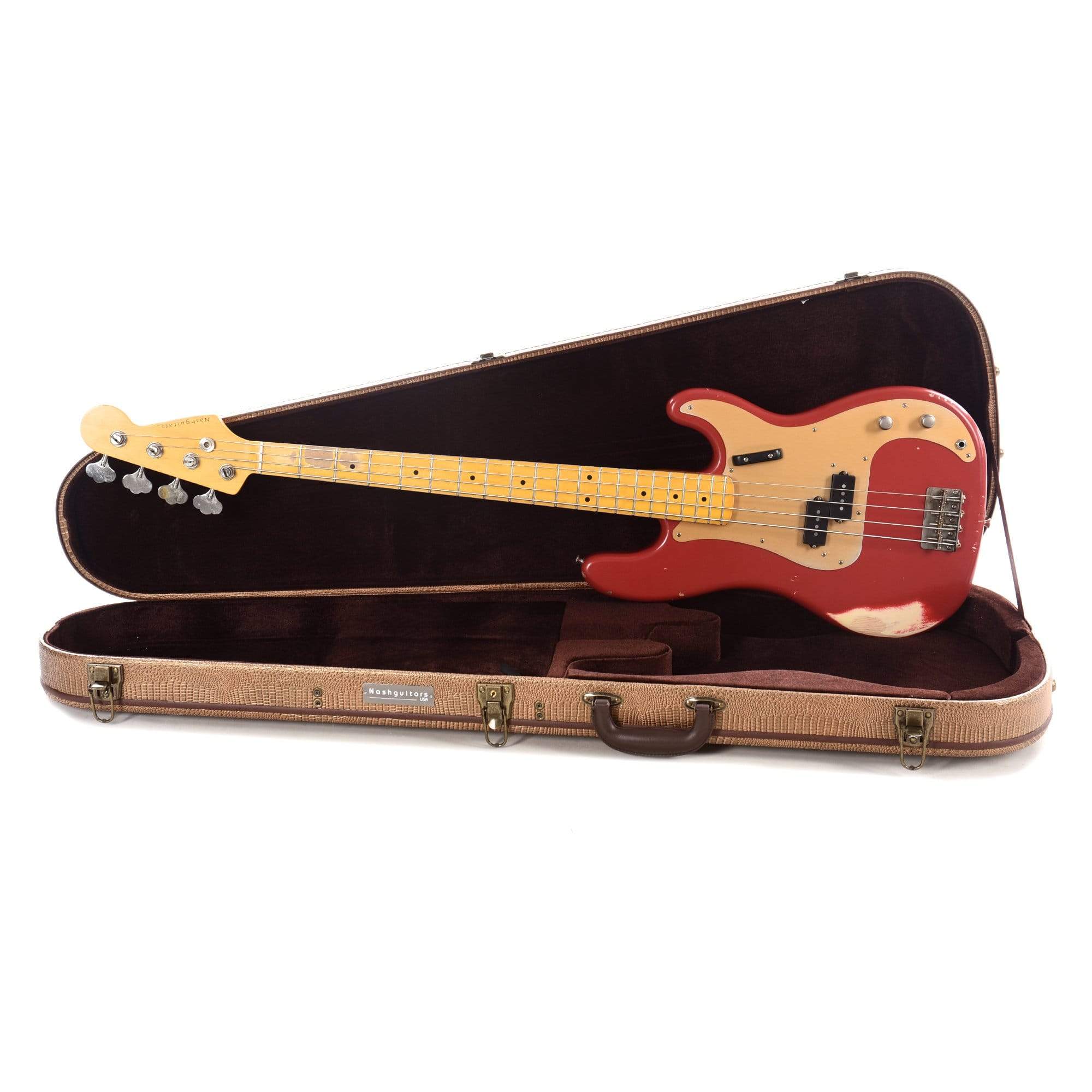 Nash PB-57 Dakota Red Medium Relic w/Gold Anodized Pickguard & Lollar Pickups Bass Guitars / 4-String