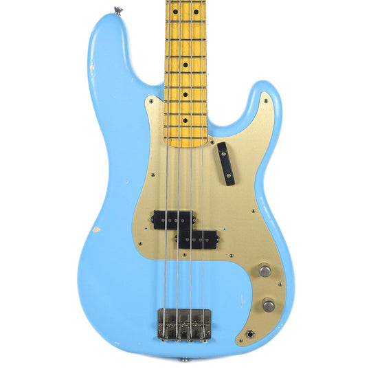 Nash PB-57 Daphne Blue Light Relic w/Gold Anodized Pickguard & Lollar Pickups Bass Guitars / 4-String