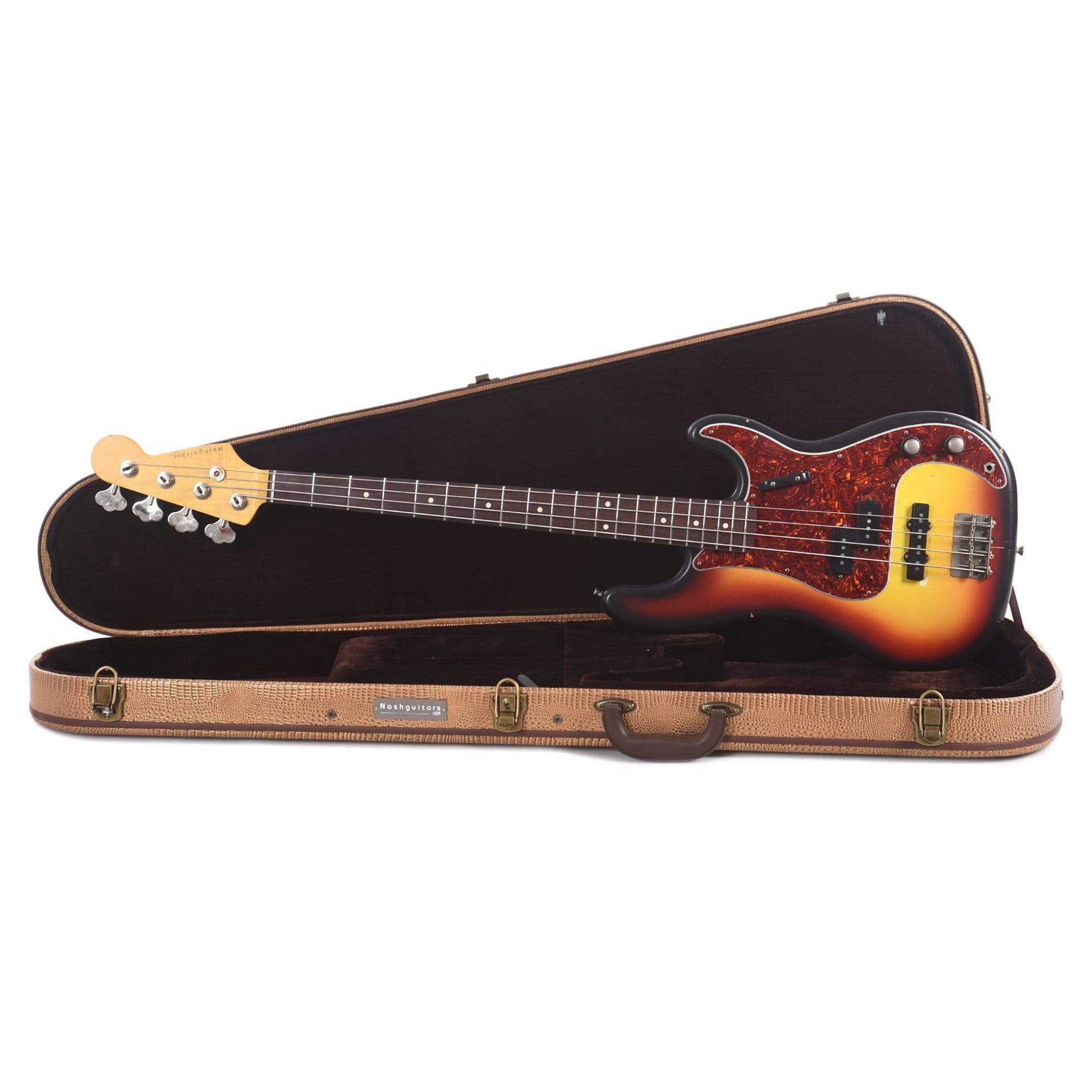 Nash PB-63 Ash 3-Tone Sunburst Light Relic w/4-Ply Tortoise Pickguard, Stack Knob, & Lollar Pickups Bass Guitars / 4-String