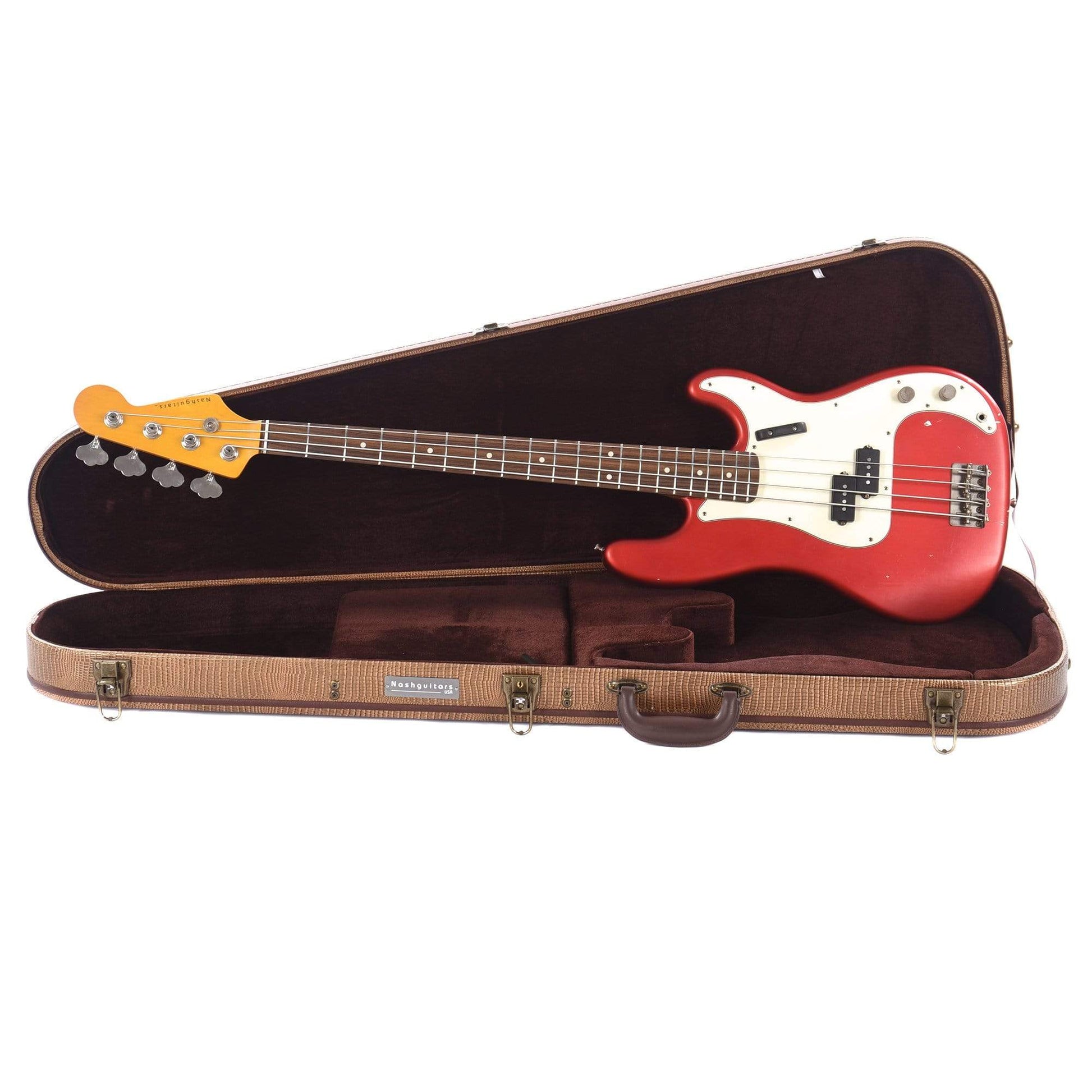 Nash PB-63 Ash Candy Apple Red Light Relic w/3-Ply White Pickguard & Lollar Pickups Bass Guitars / 4-String
