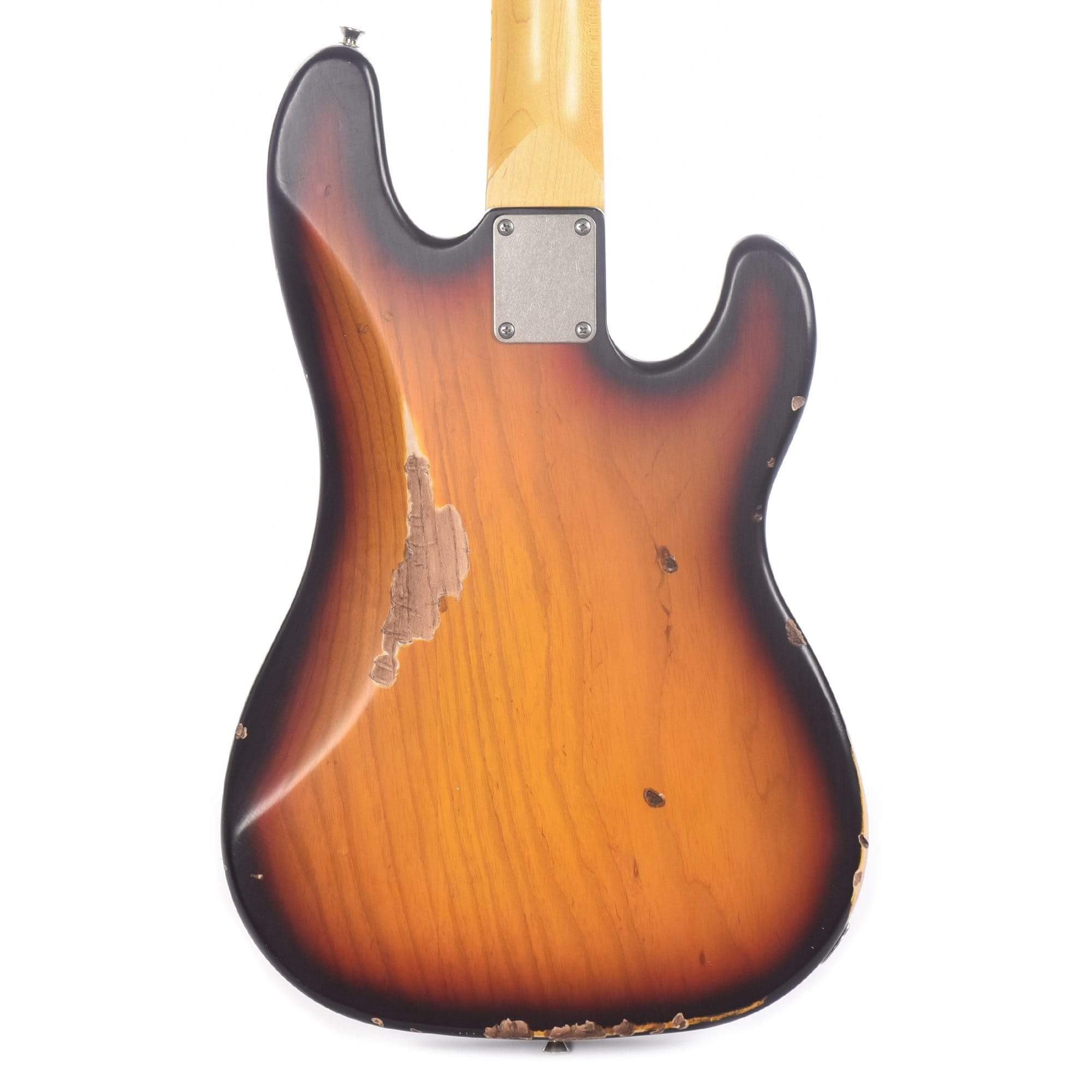 Nash PB-55 3-Tone Sunburst Medium Relic LEFTY w/Lollar Pickups &1-Ply White Pickguard Bass Guitars / Left-Handed