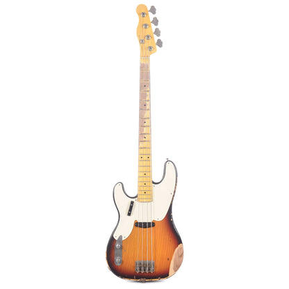 Nash PB-55 3-Tone Sunburst Medium Relic LEFTY w/Lollar Pickups &1-Ply White Pickguard Bass Guitars / Left-Handed