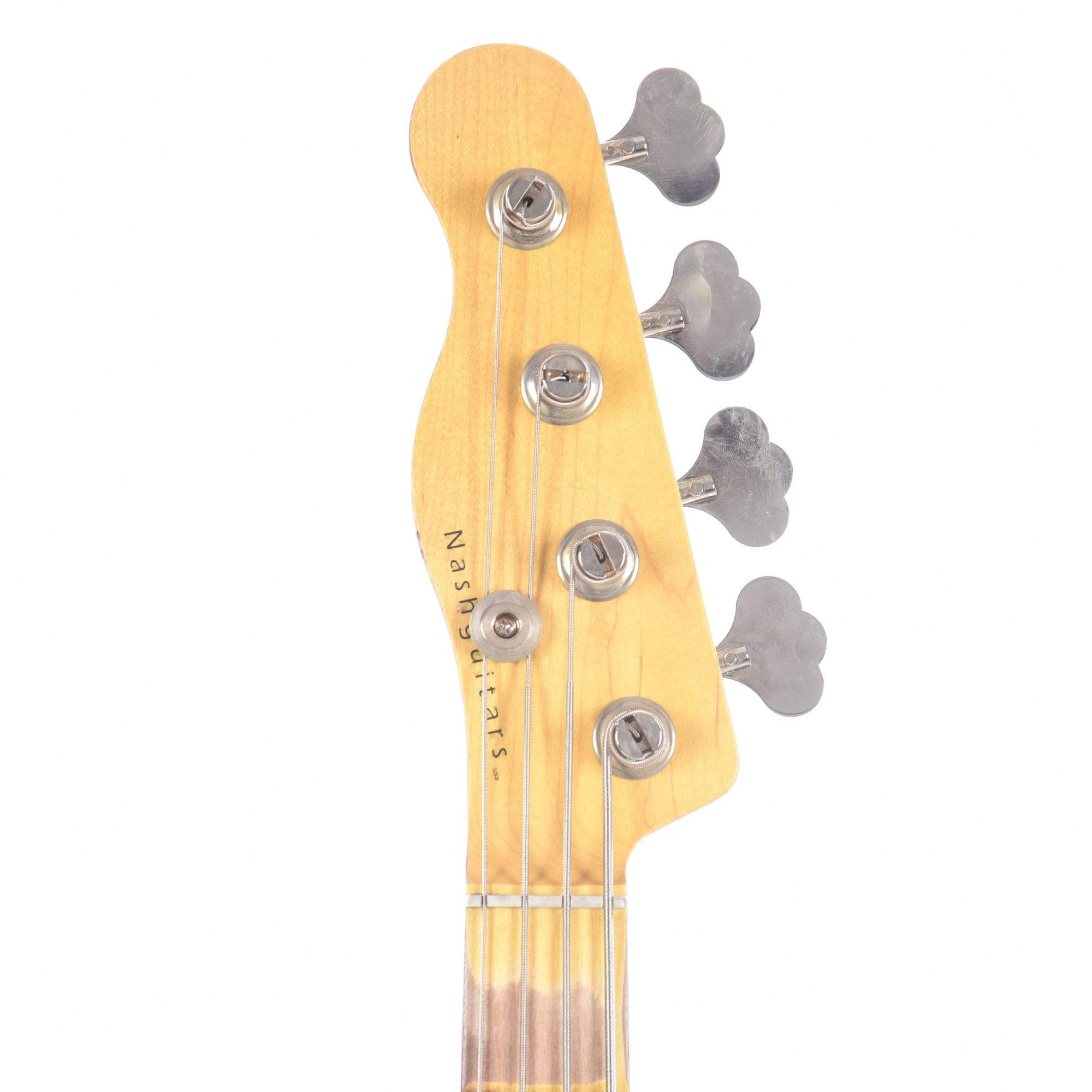 Nash PB-55 3-Tone Sunburst Medium Relic LEFTY w/Lollar Pickups &1-Ply White Pickguard Bass Guitars / Left-Handed