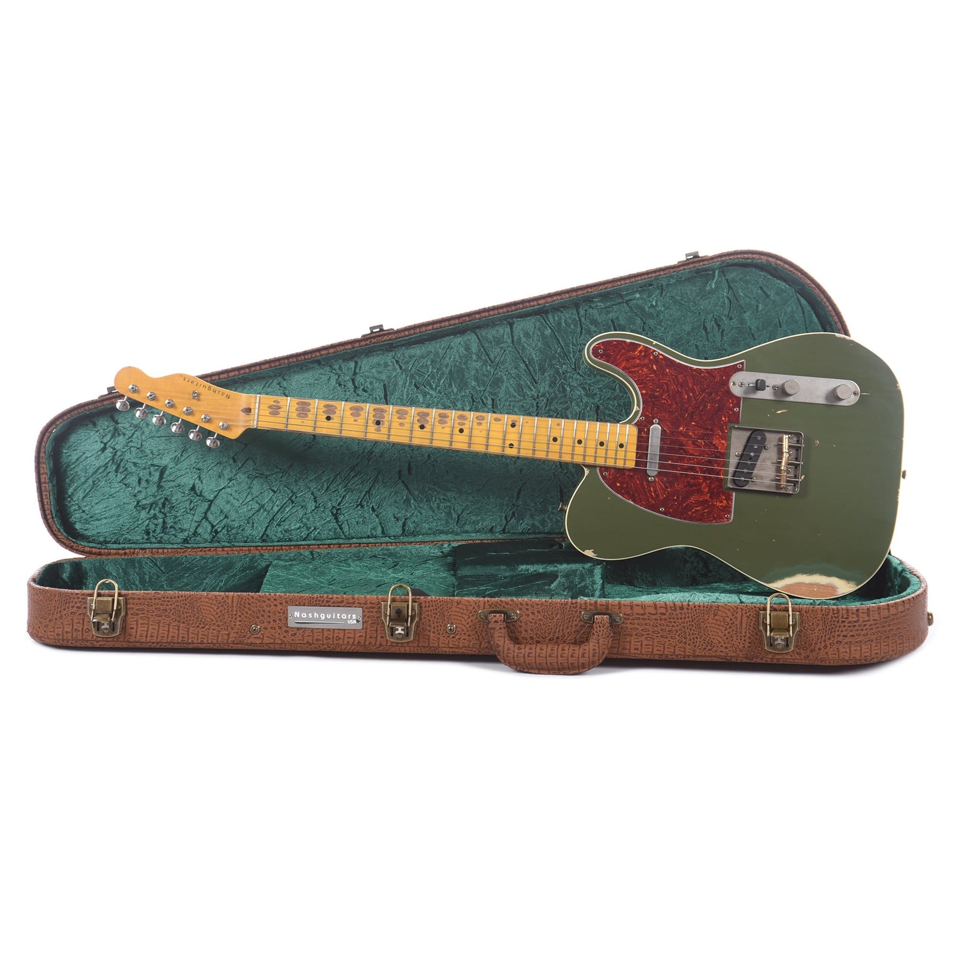 Nash T-63 Ash Army Green Medium Reilc Relic Double Bound w/4-Ply Tortoise Pickguard, & Lollar Pickups Electric Guitars / Semi-Hollow
