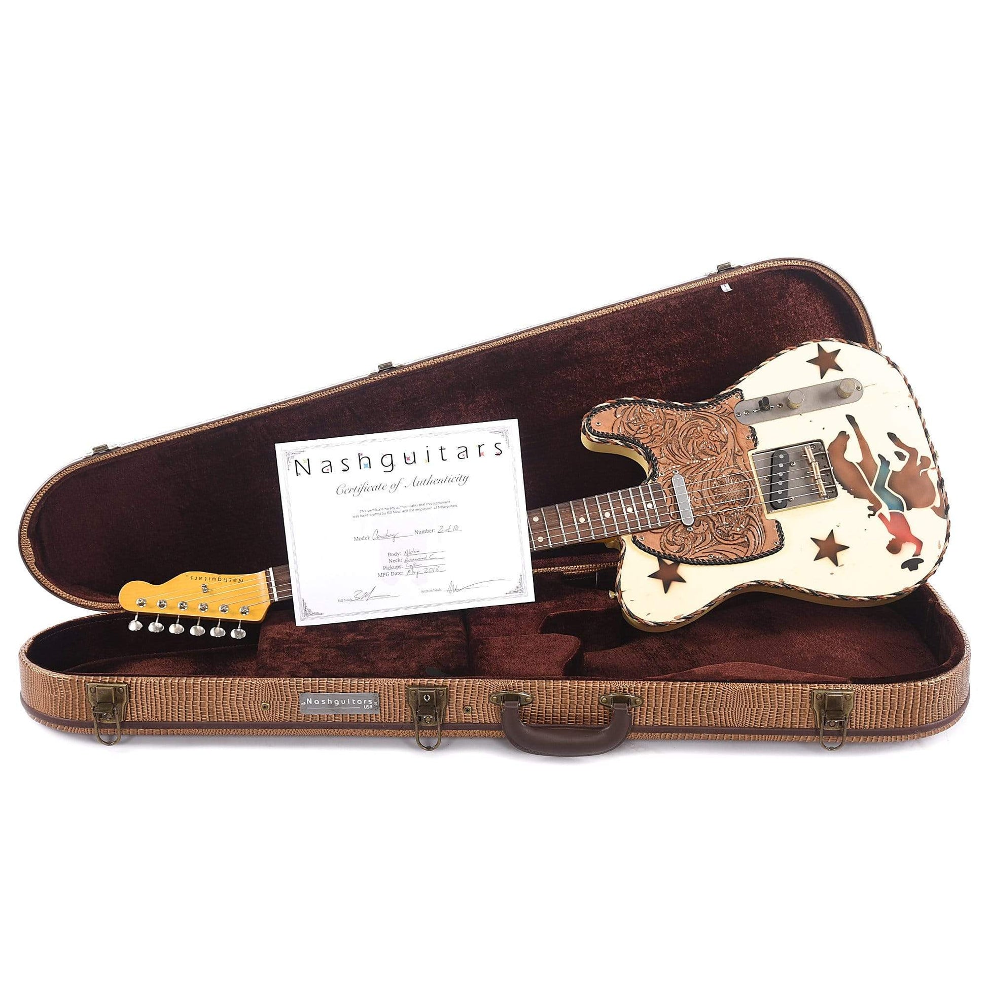 Nash Collector's Series #1 T "Cowboy" Vintage White w/Braided Leather Binding & Leather Pickguard Electric Guitars / Solid Body