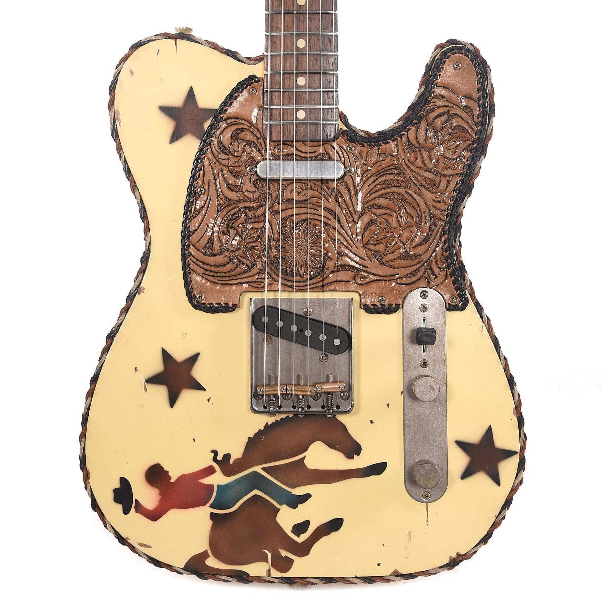 Nash Collector's Series #1 T "Cowboy" Vintage White w/Braided Leather Binding & Leather Pickguard Electric Guitars / Solid Body
