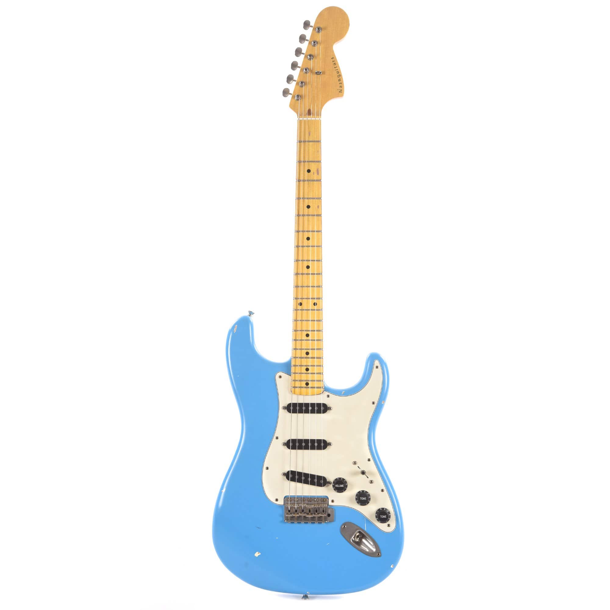 Nash S-67/81 Maui Blue Light Relic w/3-Ply White Pickguard, Black Plastics, & Lollar Pickups Electric Guitars / Solid Body