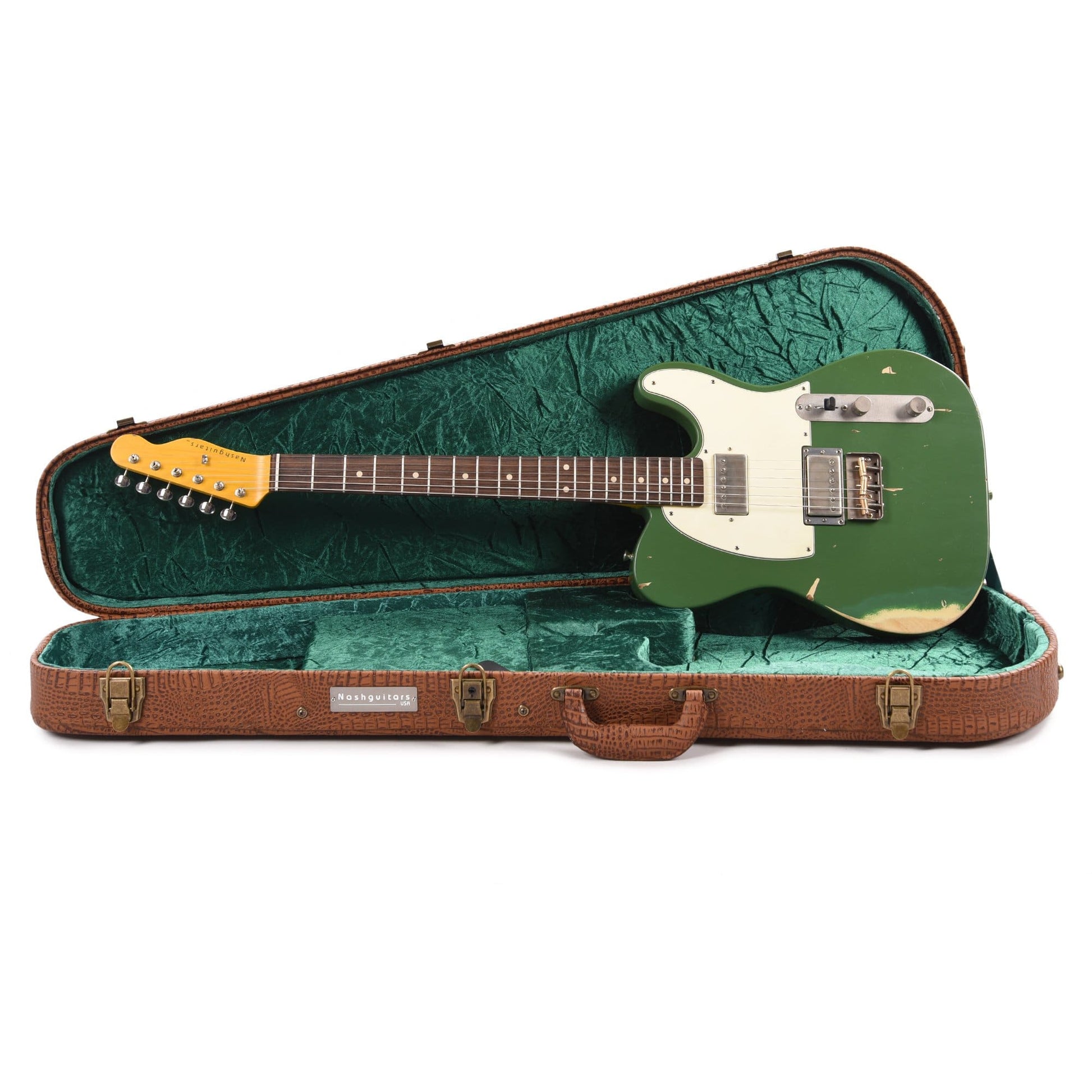 Nash T-2HB Ash Army Green Medium Relic w/3-Ply White Pickguard, & Lollar Imperial Humbuckers Electric Guitars / Solid Body