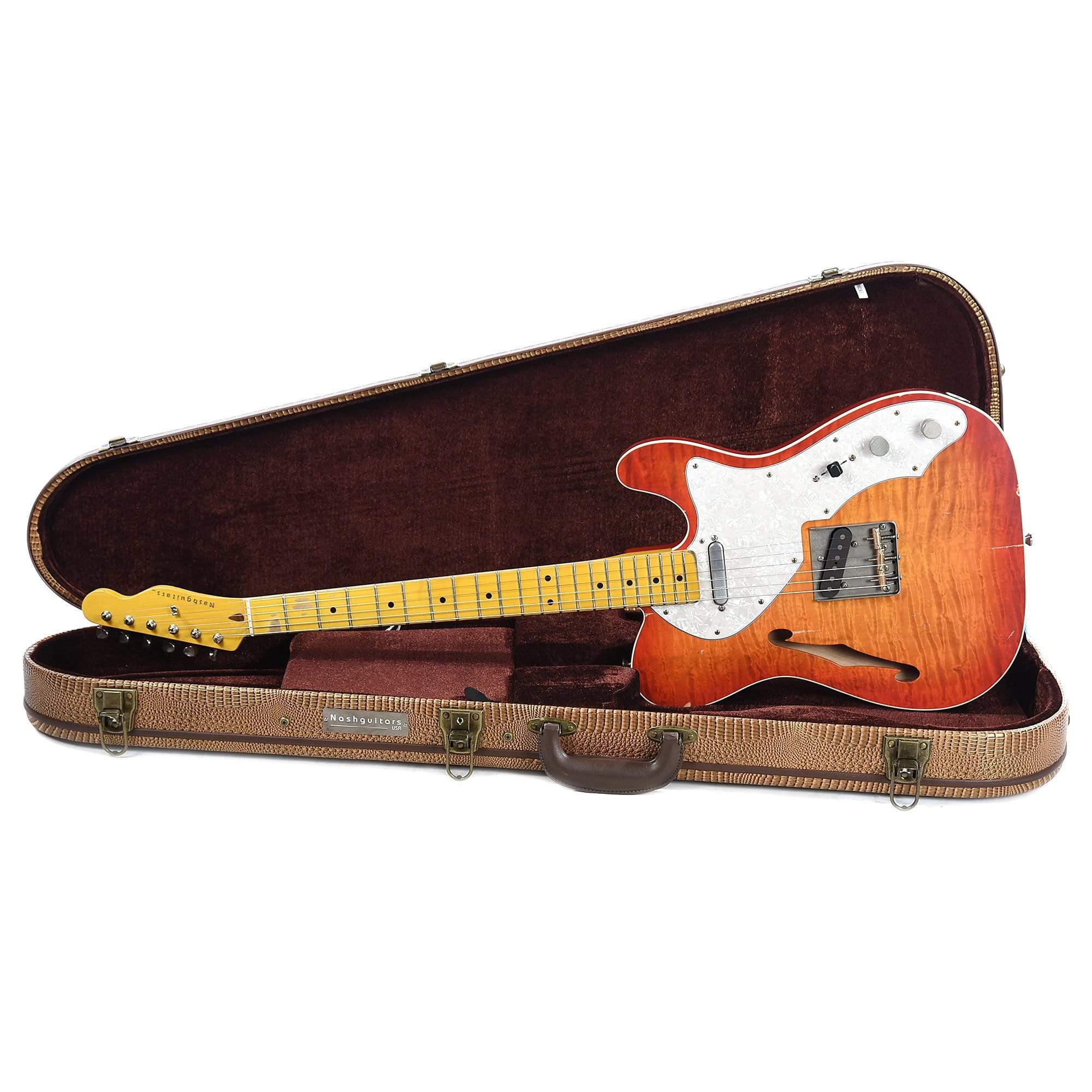 Nash T-69TL Thinline Flame Maple Cherry Sunburst Light Relic w/ Lollar Pickups Electric Guitars / Solid Body