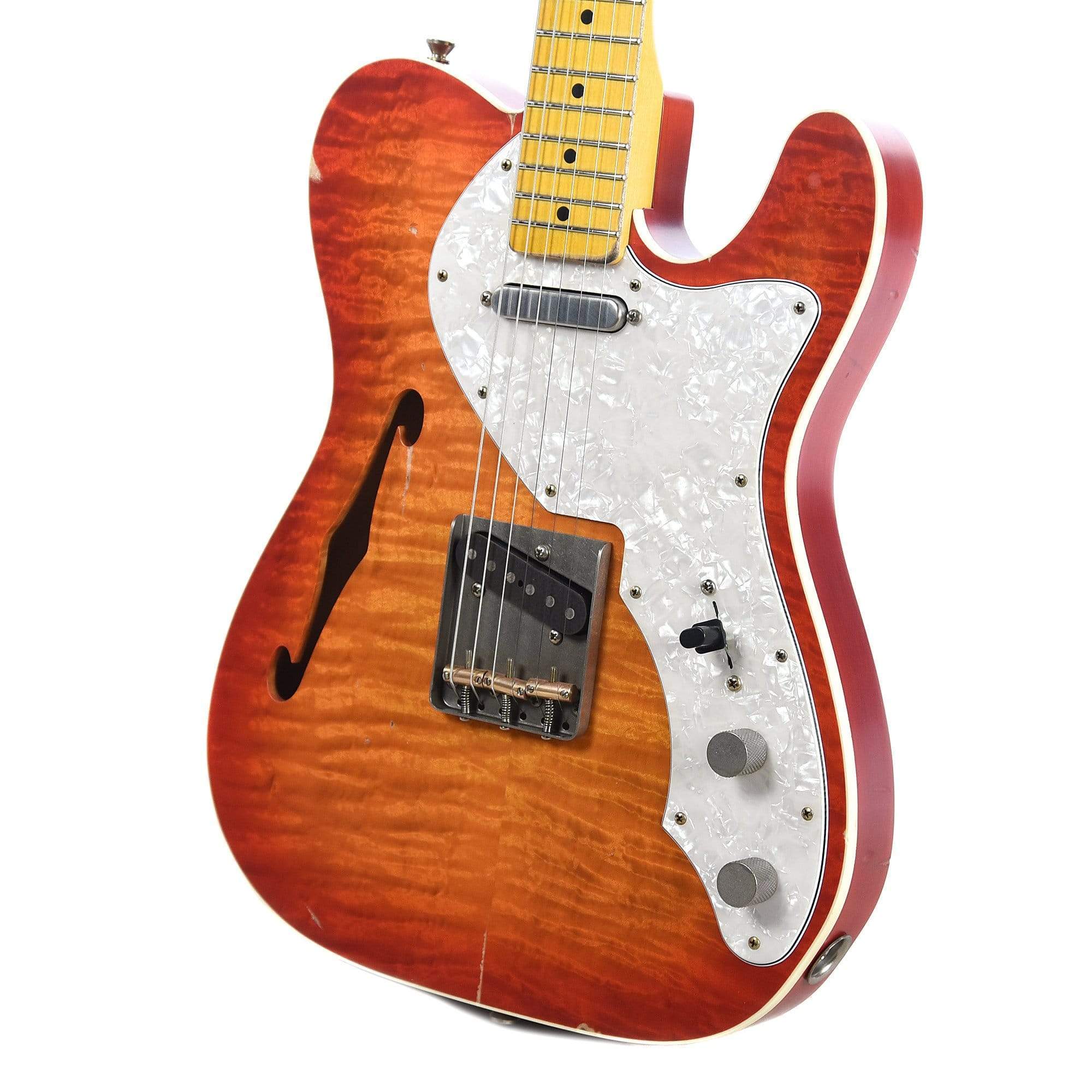 Nash T-69TL Thinline Flame Maple Cherry Sunburst Light Relic w/ Lollar Pickups Electric Guitars / Solid Body