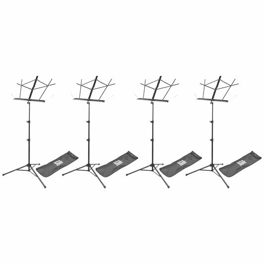 On Stage Stands Compact Sheet Music Stand w/Bag 4 Pack Bundle Accessories / Stands