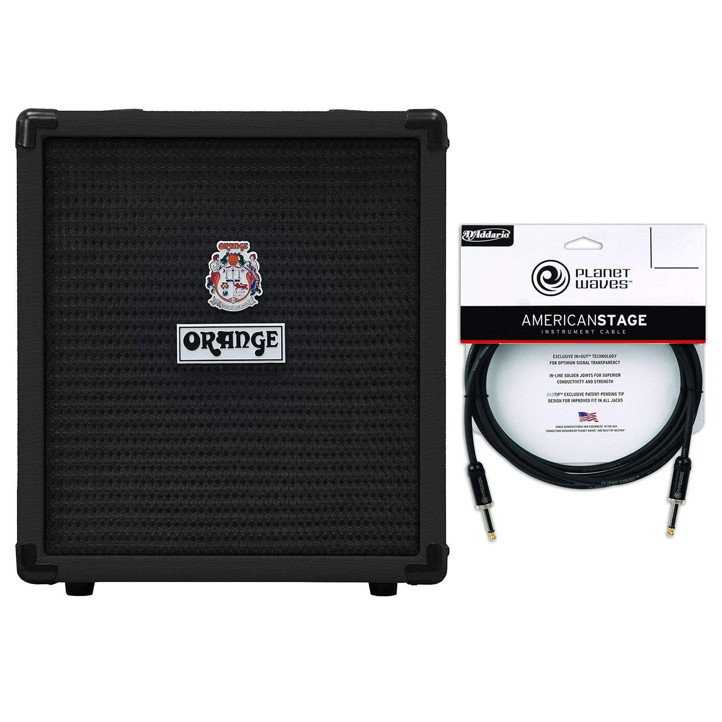 Orange Crush Bass 25 Black 1x8 25w Combo Cable Bundle Amps / Bass Combos