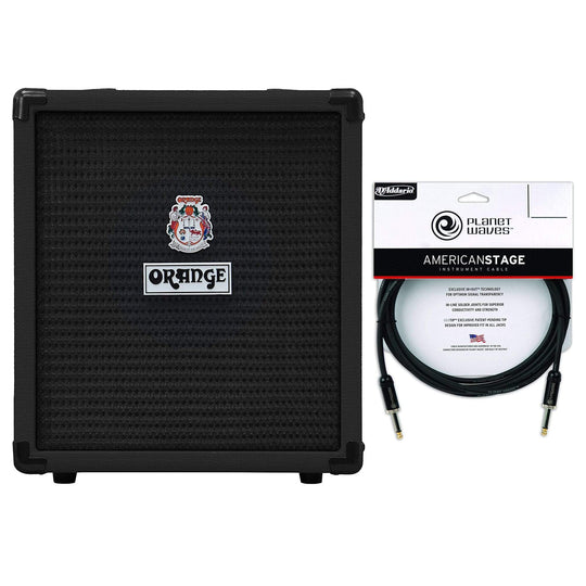 Orange Crush Bass 25 Black 1x8 25w Combo Cable Bundle Amps / Bass Combos