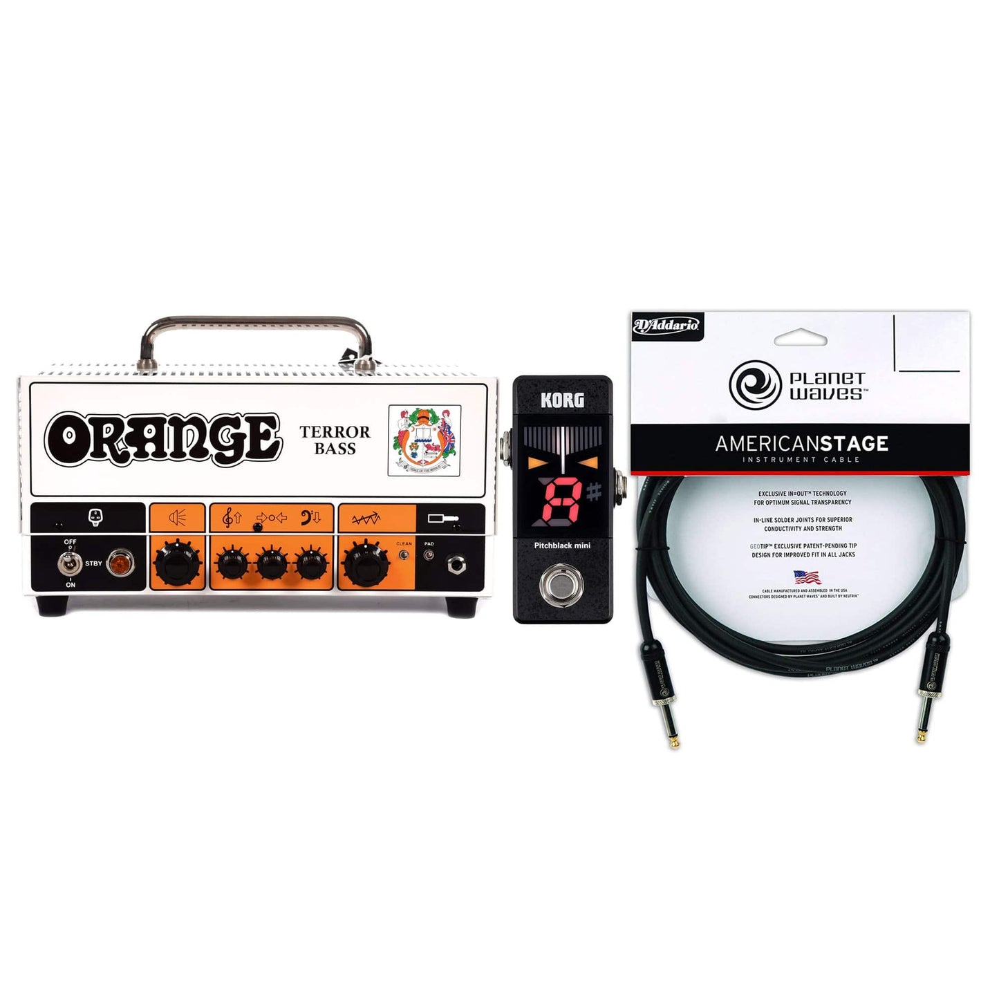 Orange Terror Bass Head 250/500W 4/8 ohms Cable and Tuner Bundle Amps / Bass Heads
