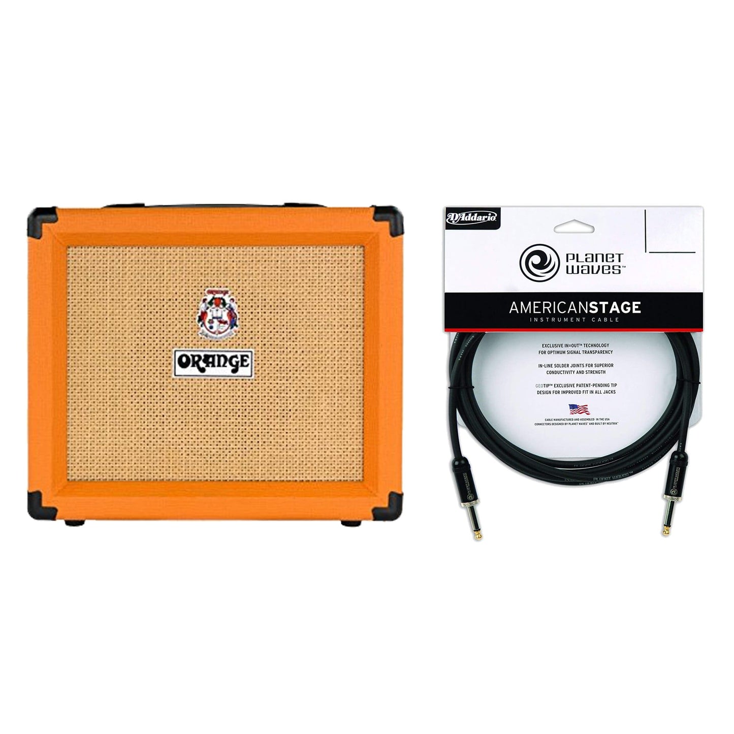 Orange Crush 20RT 1x8" Guitar Combo Amp w/Reverb & Built-In Tuner Cable Bundle Amps / Guitar Combos