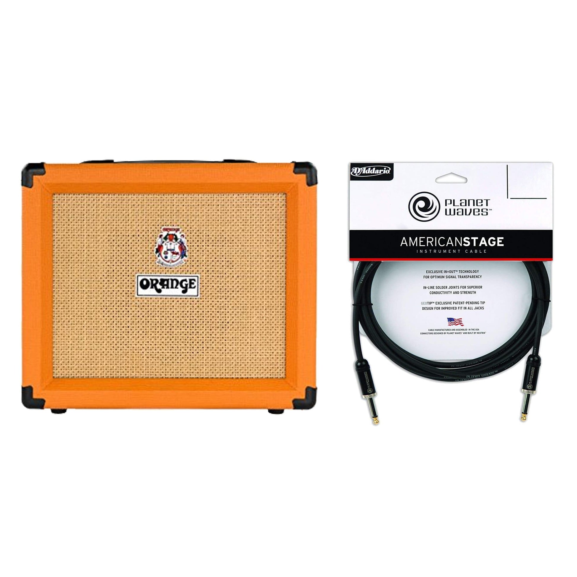 Orange Crush 20RT 1x8" Guitar Combo Amp w/Reverb & Built-In Tuner Cable Bundle Amps / Guitar Combos