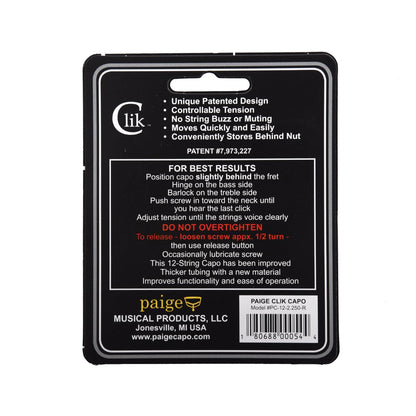 Paige Clik PC-12 12-String Acoustic Capo Accessories / Capos
