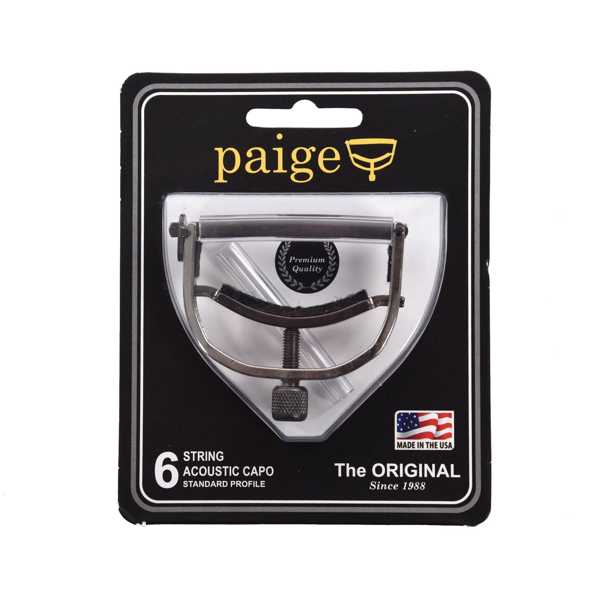 Paige Original P-6N 6-String Standard Profile Acoustic Capo Satin Nickel Accessories / Capos