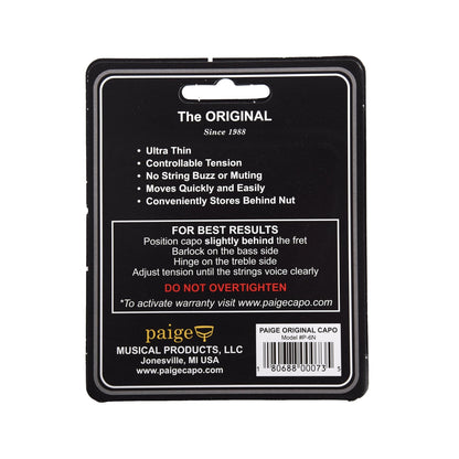 Paige Original P-6N 6-String Standard Profile Acoustic Capo Satin Nickel Accessories / Capos