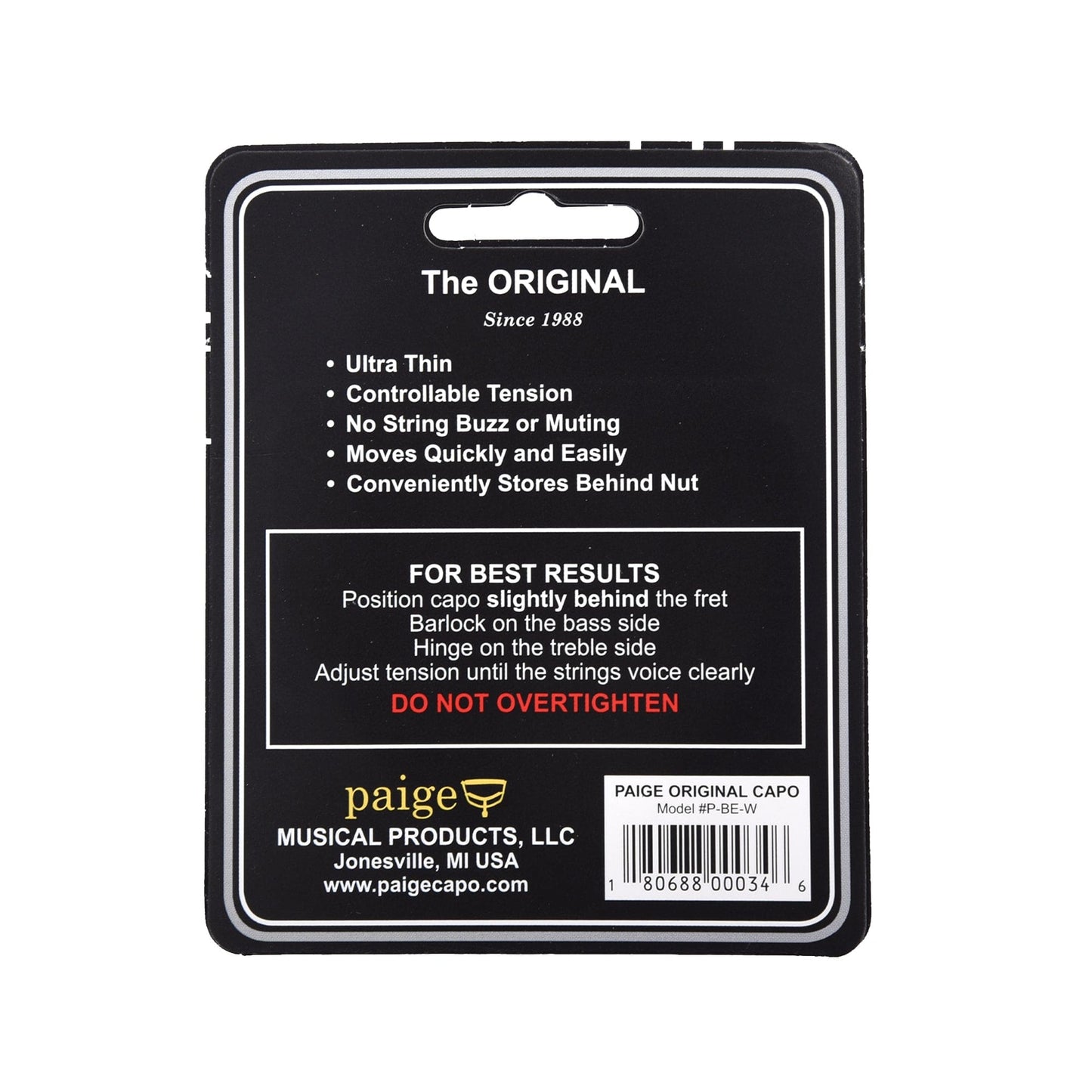 Paige Original P-BE-W Banjo/Ukulele Capo Black Accessories / Capos