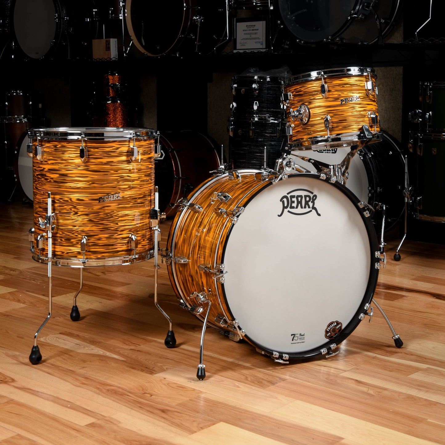 Pearl President Series Deluxe Sunset Ripple 20”, 12”, 14” Drum Kit Sunset Ripple Drums and Percussion / Acoustic Drums / Full Acoustic Kits