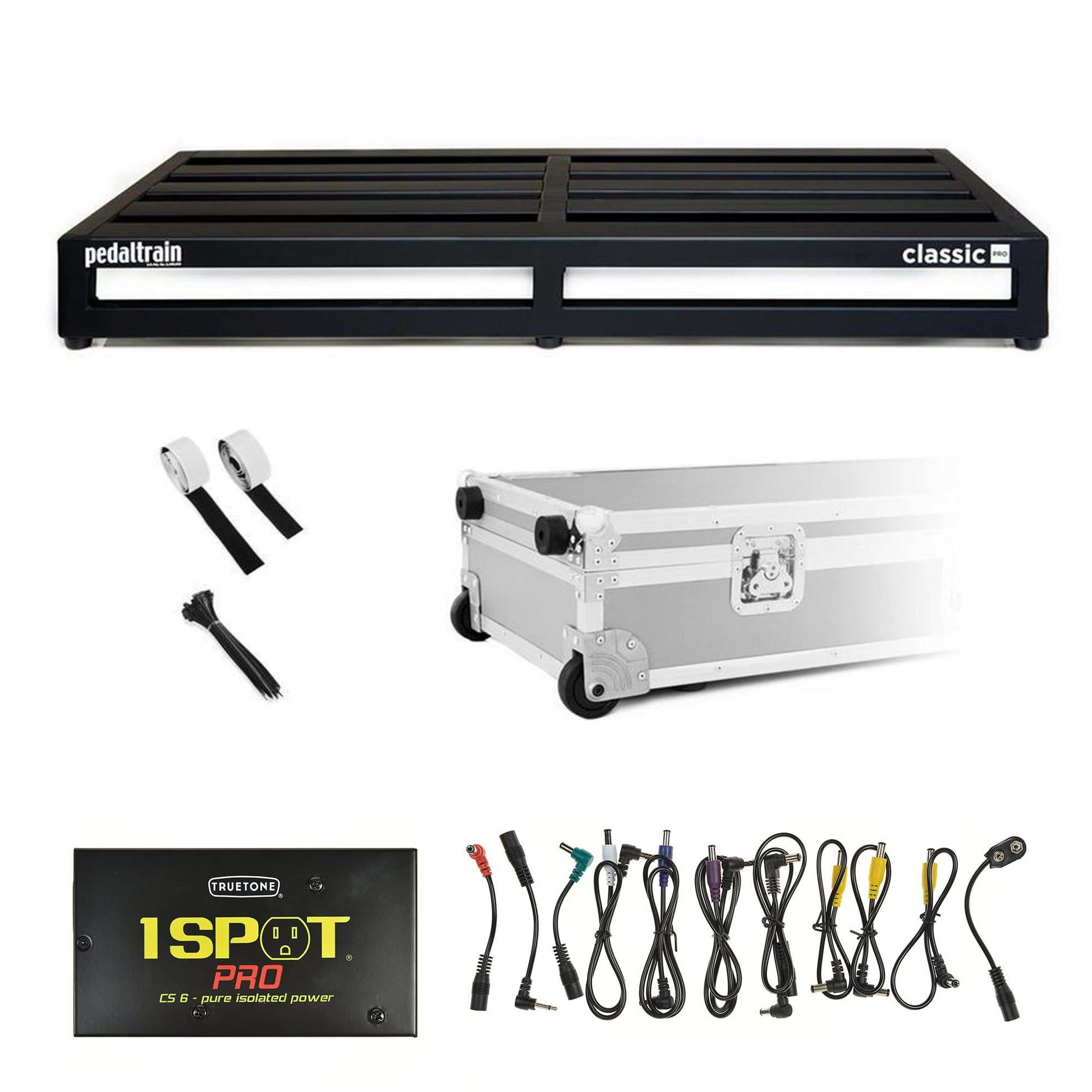 Pedaltrain Classic PRO Pedalboard 4 Rails 32x16 Wheeled Tour Hard Case w/Truetone CS-6 Power Supply Bundle Effects and Pedals / Pedalboards and Power Supplies