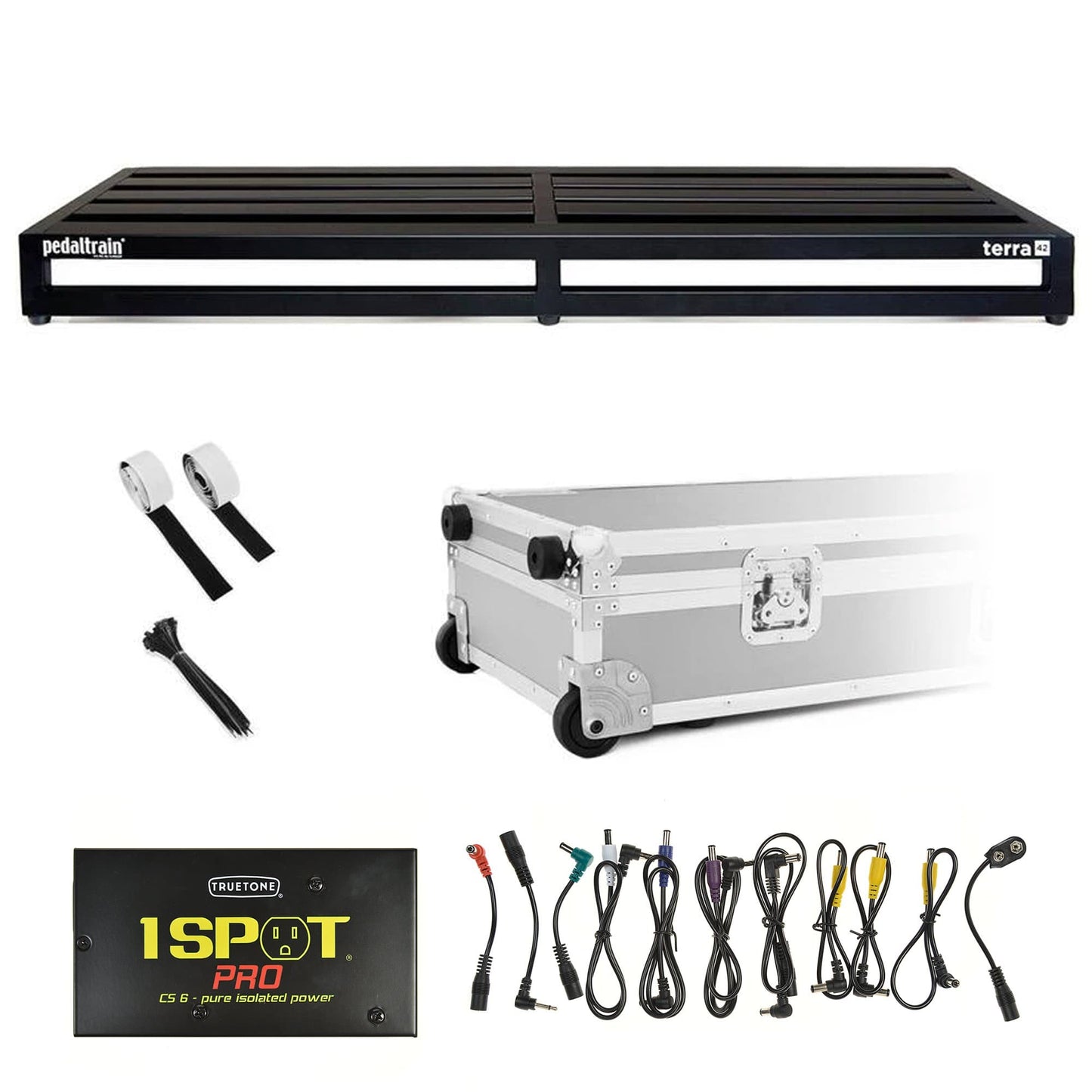 Pedaltrain TERRA Pedalboard 5 Rails 42x14.5 Pedalboard Wheeled Tour Hard Case w/Truetone CS-6 Power Supply Bundle Effects and Pedals / Pedalboards and Power Supplies