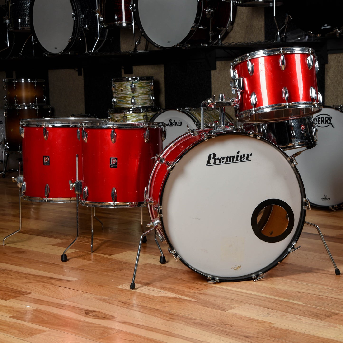 Premier Elite 14/16/18/24/5.5x14 5 Pc. Drum Kit Red Vintage USED Drums and Percussion / Acoustic Drums / Full Acoustic Kits