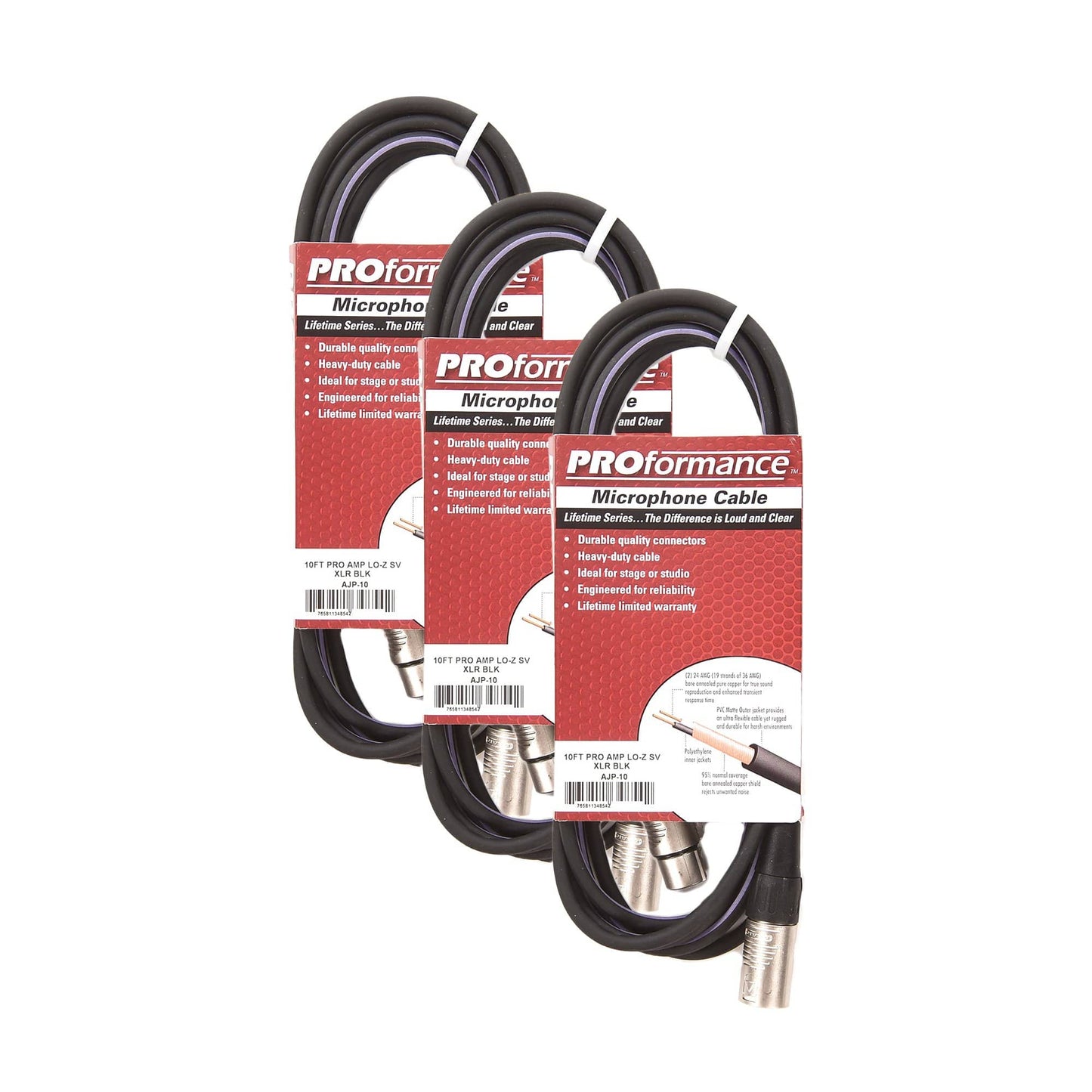 PROformance AJP Series Mic cable 10ft 3 Pack Bundle Accessories / Cables