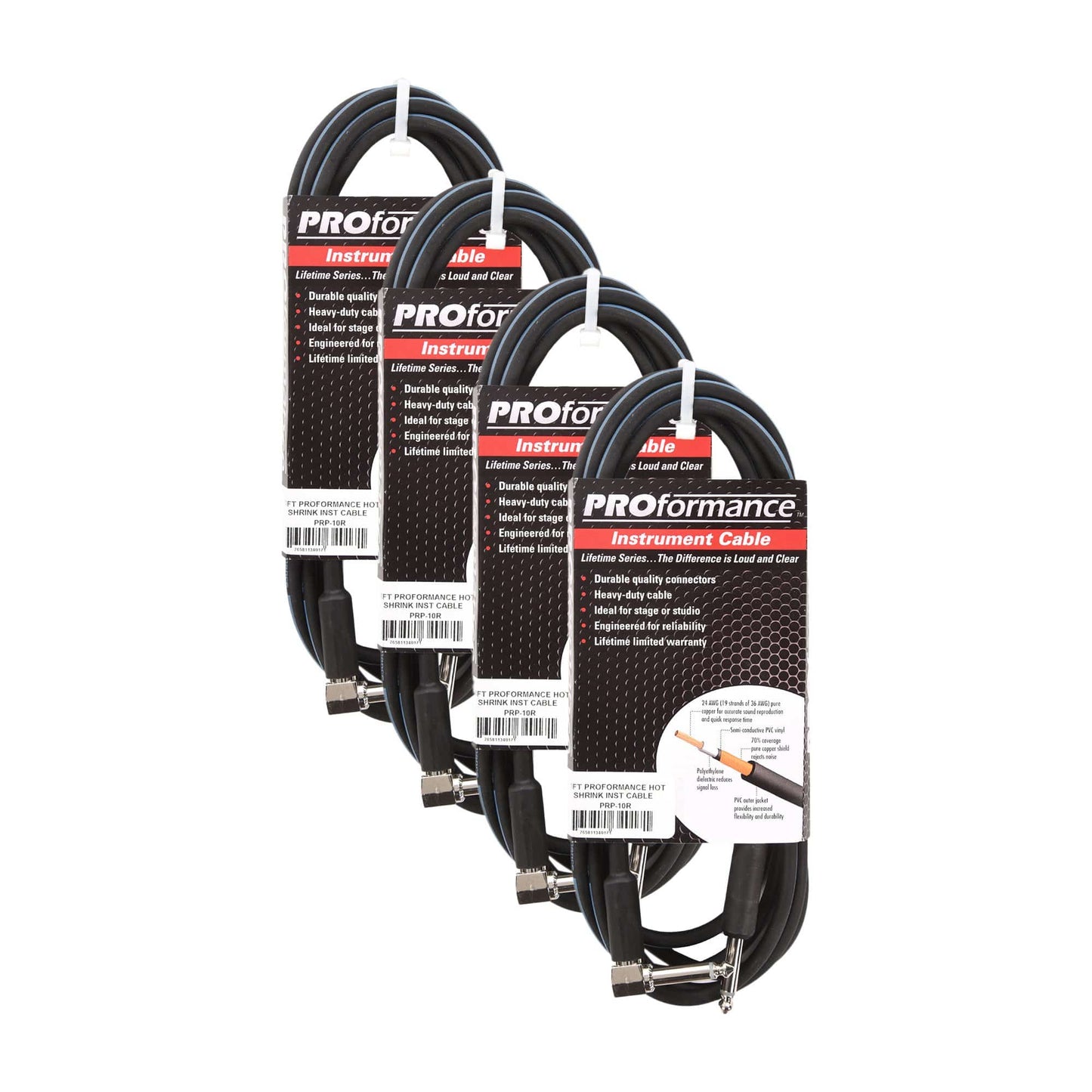 PROformance Instrument Cable 10' Angle-Straight 4 Pack Bundle Accessories / Cables