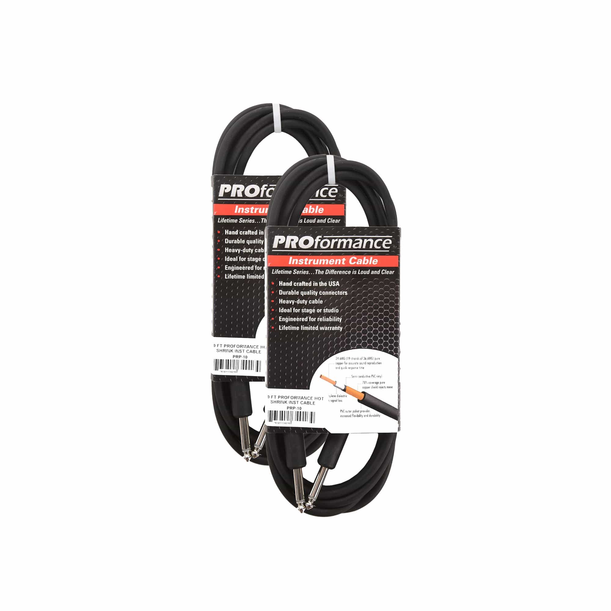PROformance Instrument Cable 10' Straight-Straight 2 Pack Bundle ...