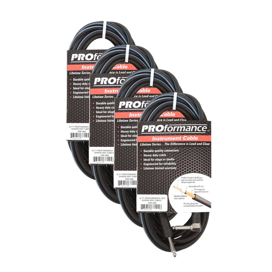PROformance Instrument Cable 20' Angle-Straight 4 Pack Bundle Accessories / Cables