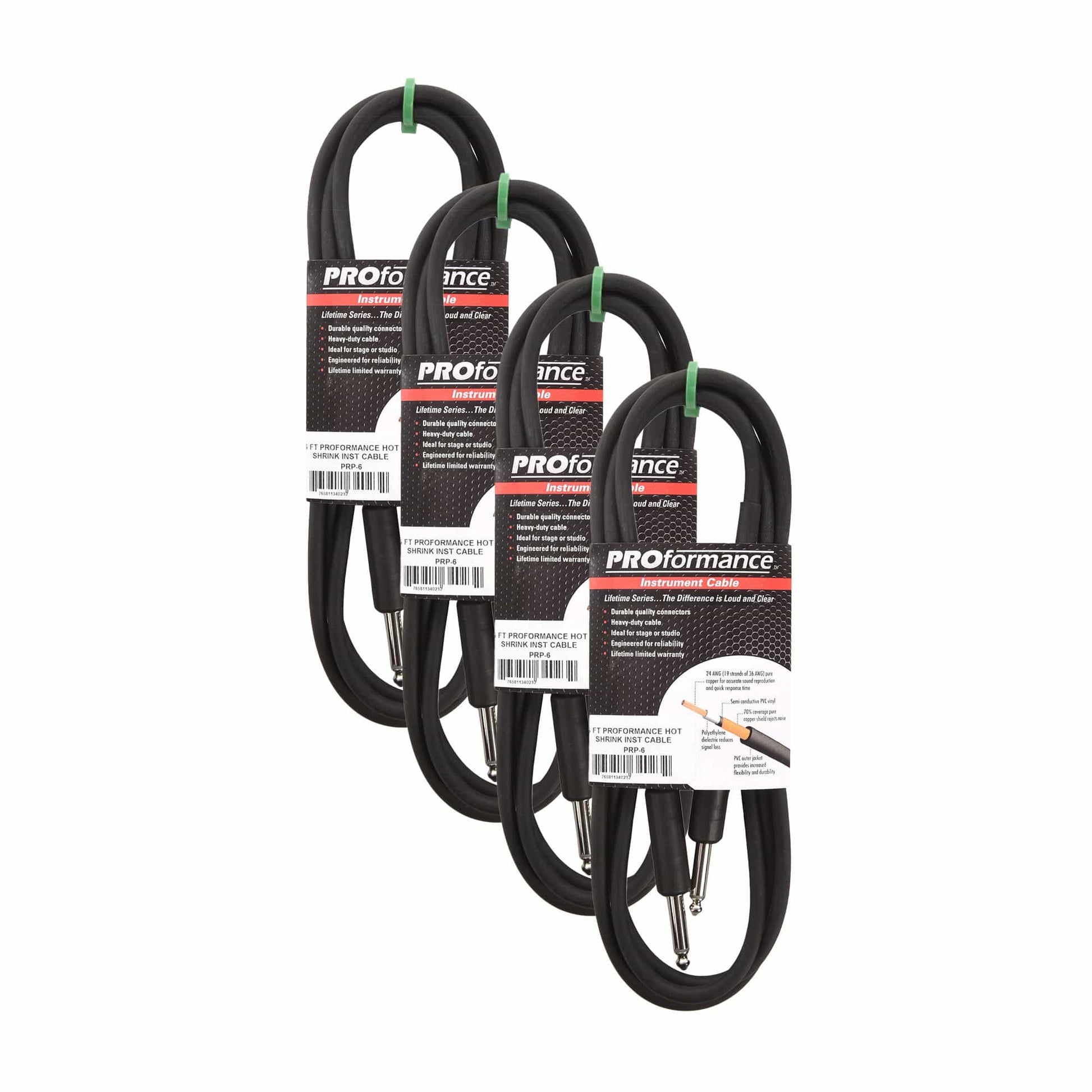 PROformance Instrument Cable 6' Straight-Straight 4 Pack Bundle Accessories / Cables