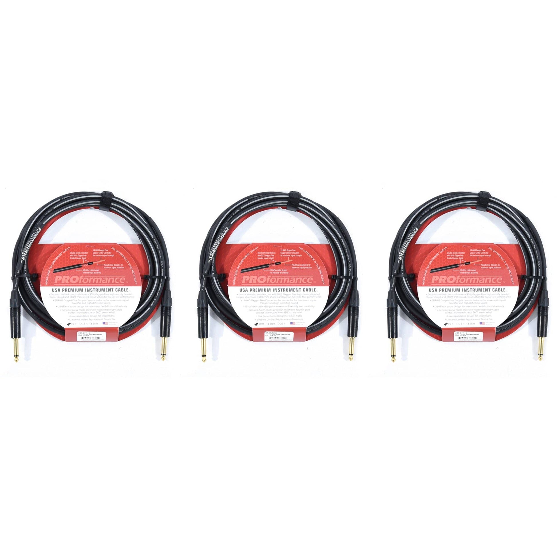 PROformance USA Premium Instrument Cable - 10ft 3 Pack Bundle Accessories / Cables