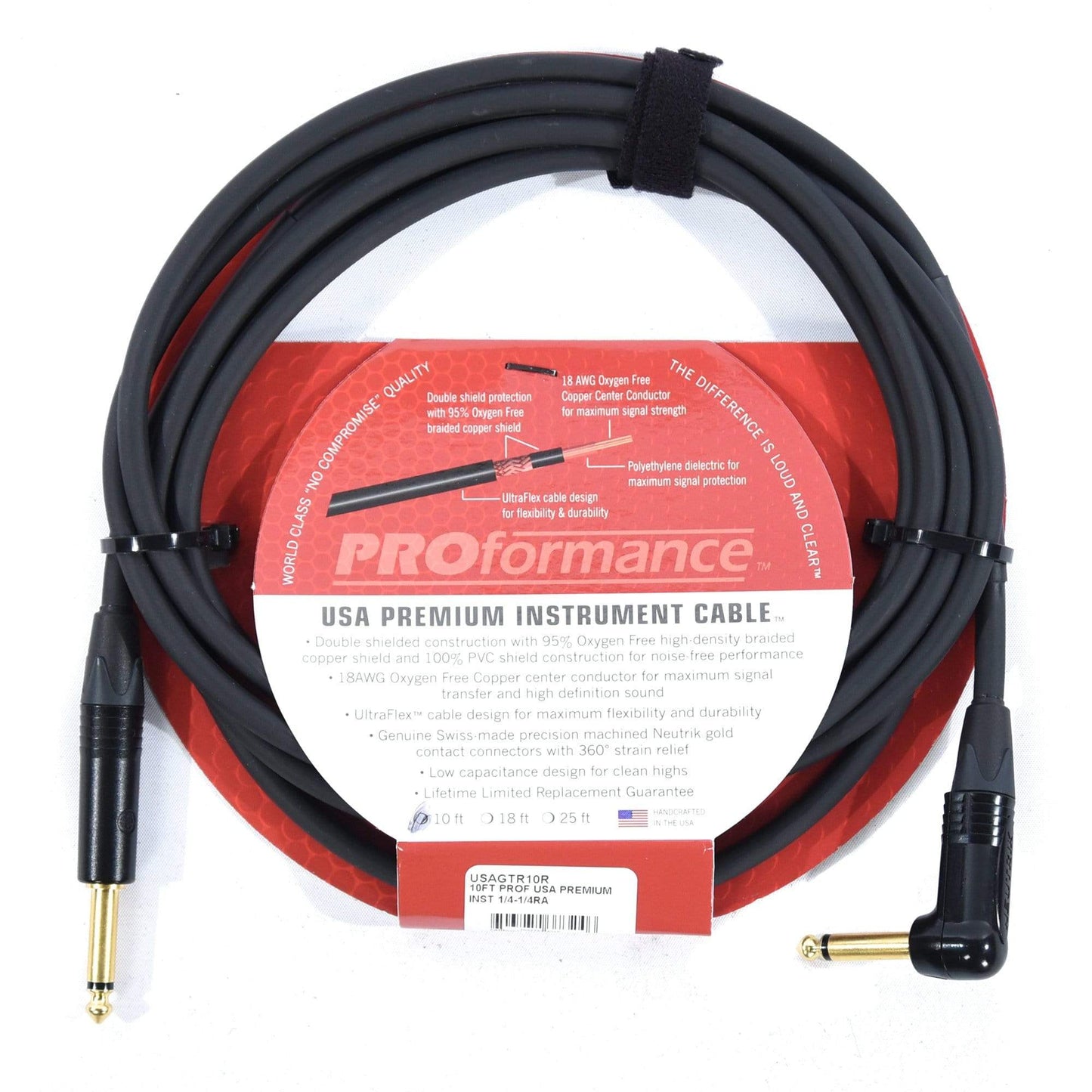 PROformance USA Premium Instrument Cable (Straight- Angle) - 10ft Accessories / Cables