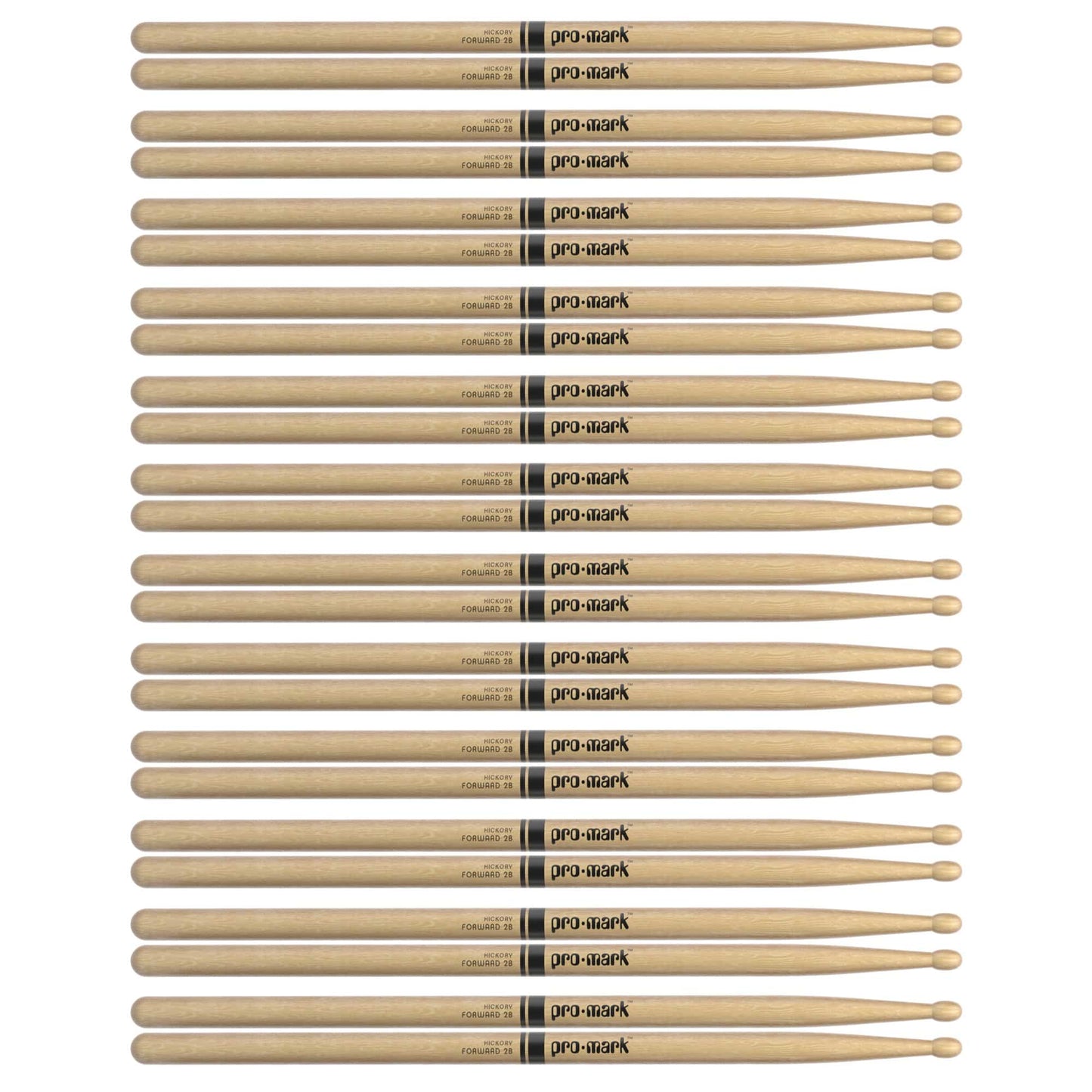 Promark American Hickory 2B Wood Tip Drum Sticks (12 Pair Bundle) Drums and Percussion / Parts and Accessories / Drum Sticks and Mallets