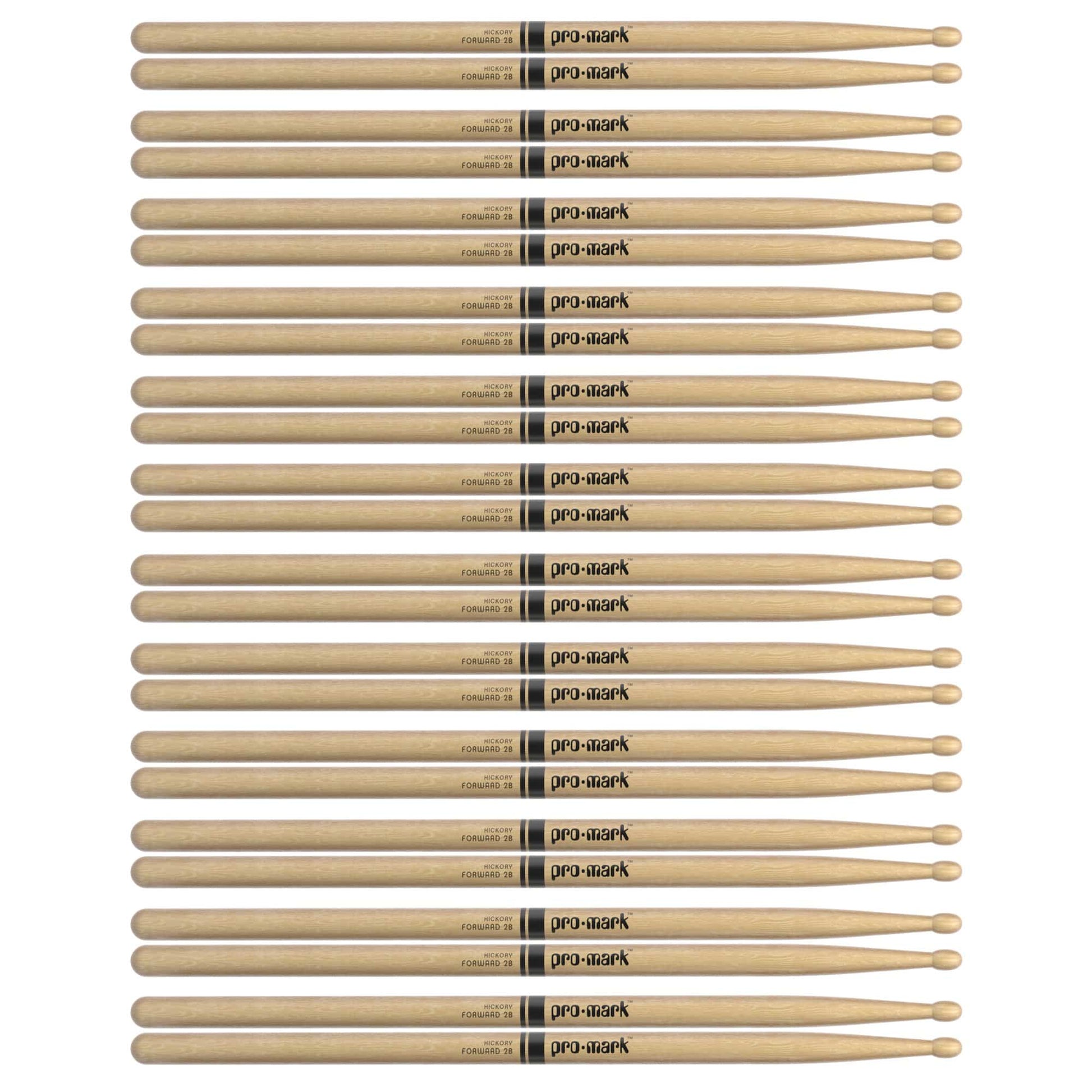 Promark American Hickory 2B Wood Tip Drum Sticks (12 Pair Bundle) Drums and Percussion / Parts and Accessories / Drum Sticks and Mallets