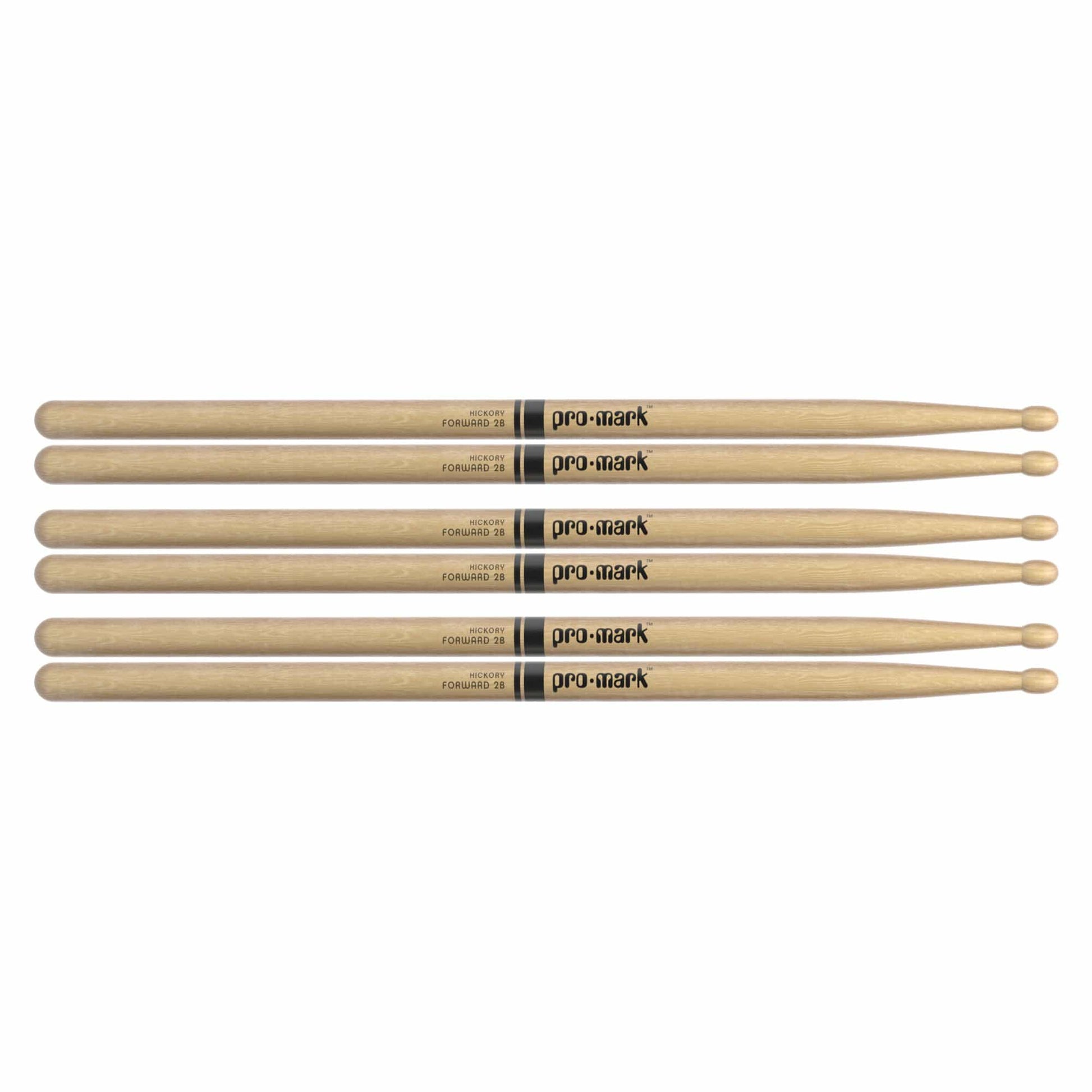 Promark American Hickory 2B Wood Tip Drum Sticks (3 Pair Bundle) Drums and Percussion / Parts and Accessories / Drum Sticks and Mallets
