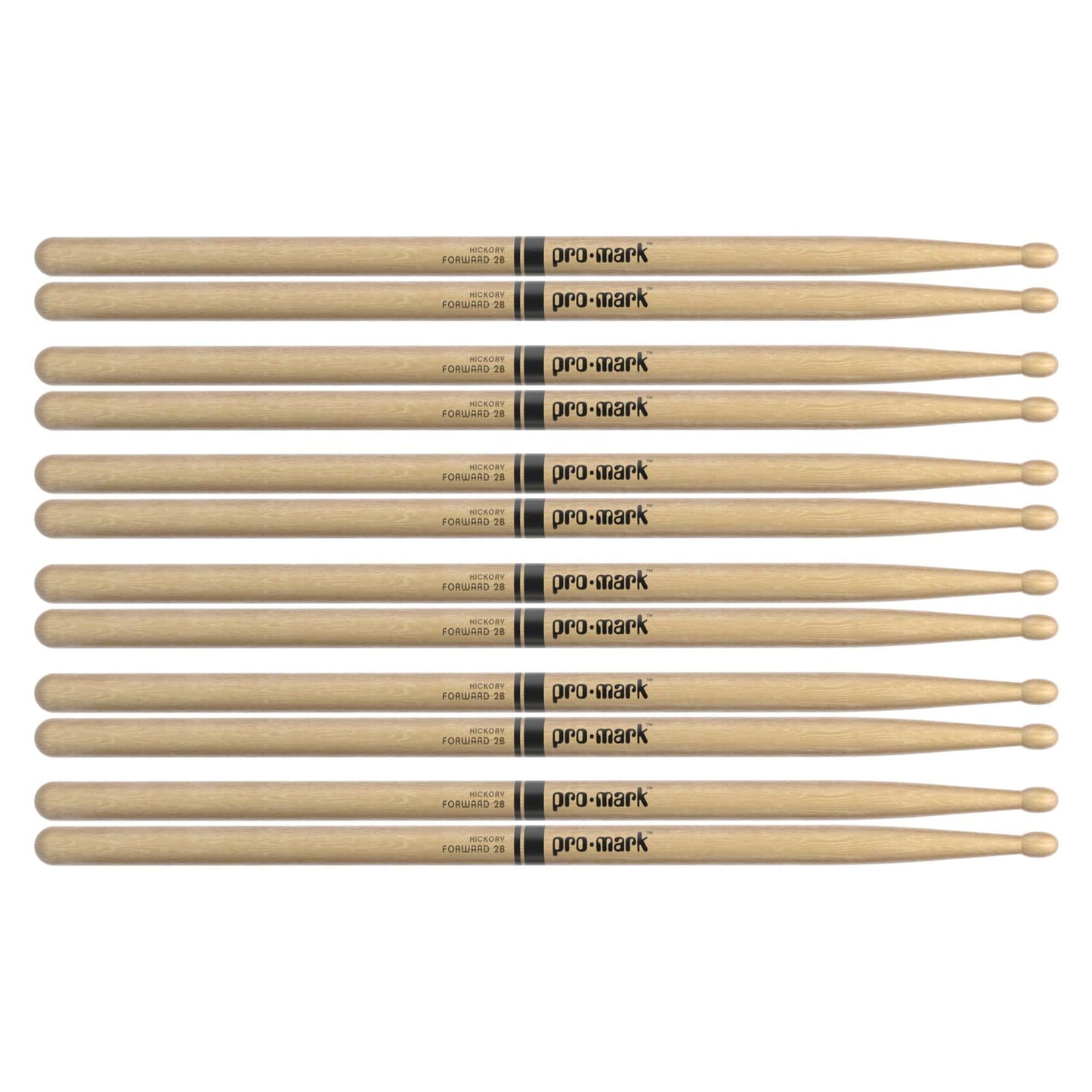 Promark American Hickory 2B Wood Tip Drum Sticks (6 Pair Bundle) Drums and Percussion / Parts and Accessories / Drum Sticks and Mallets