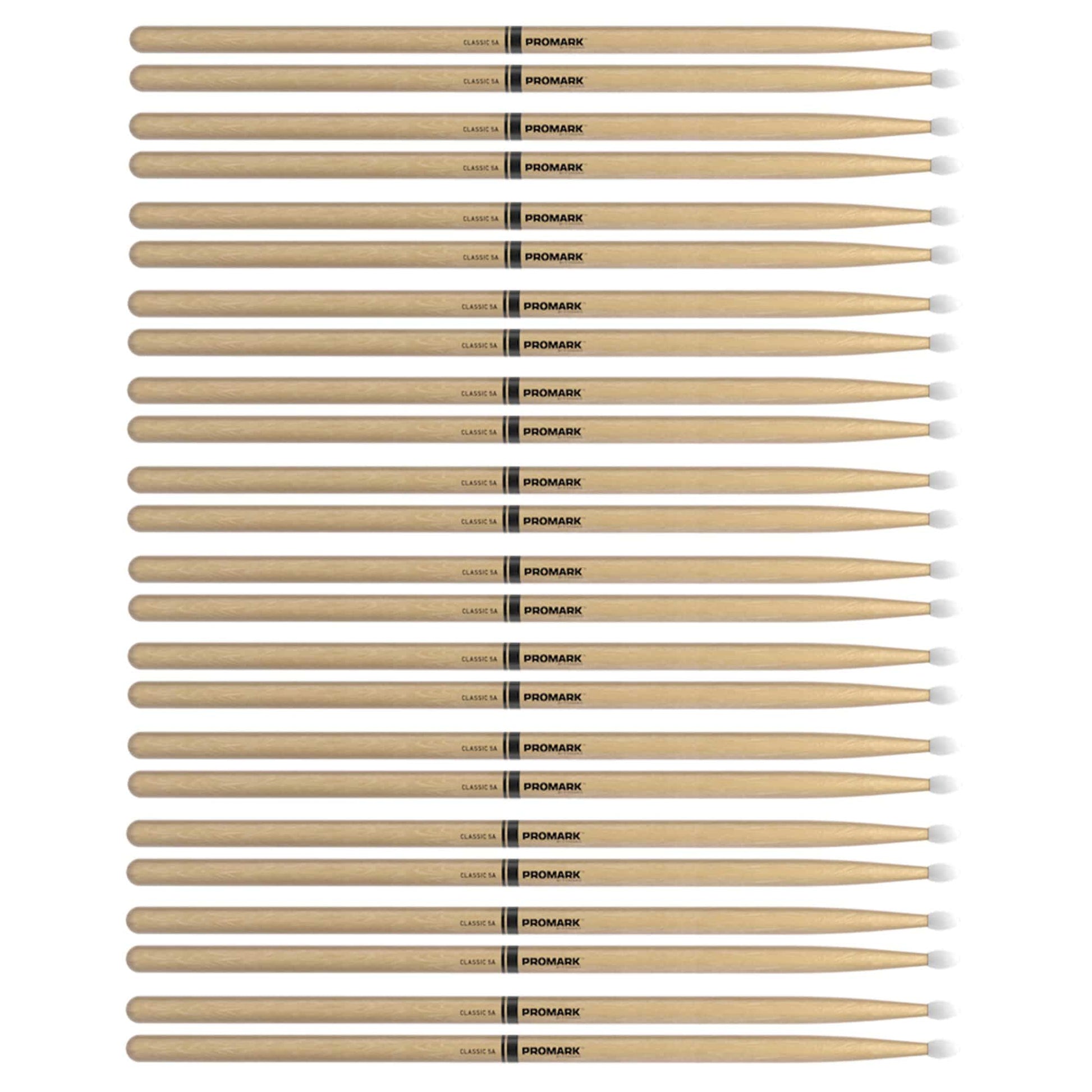 Promark American Hickory 5A Nylon Tip Drum Sticks (12 Pair Bundle) Drums and Percussion / Parts and Accessories / Drum Sticks and Mallets