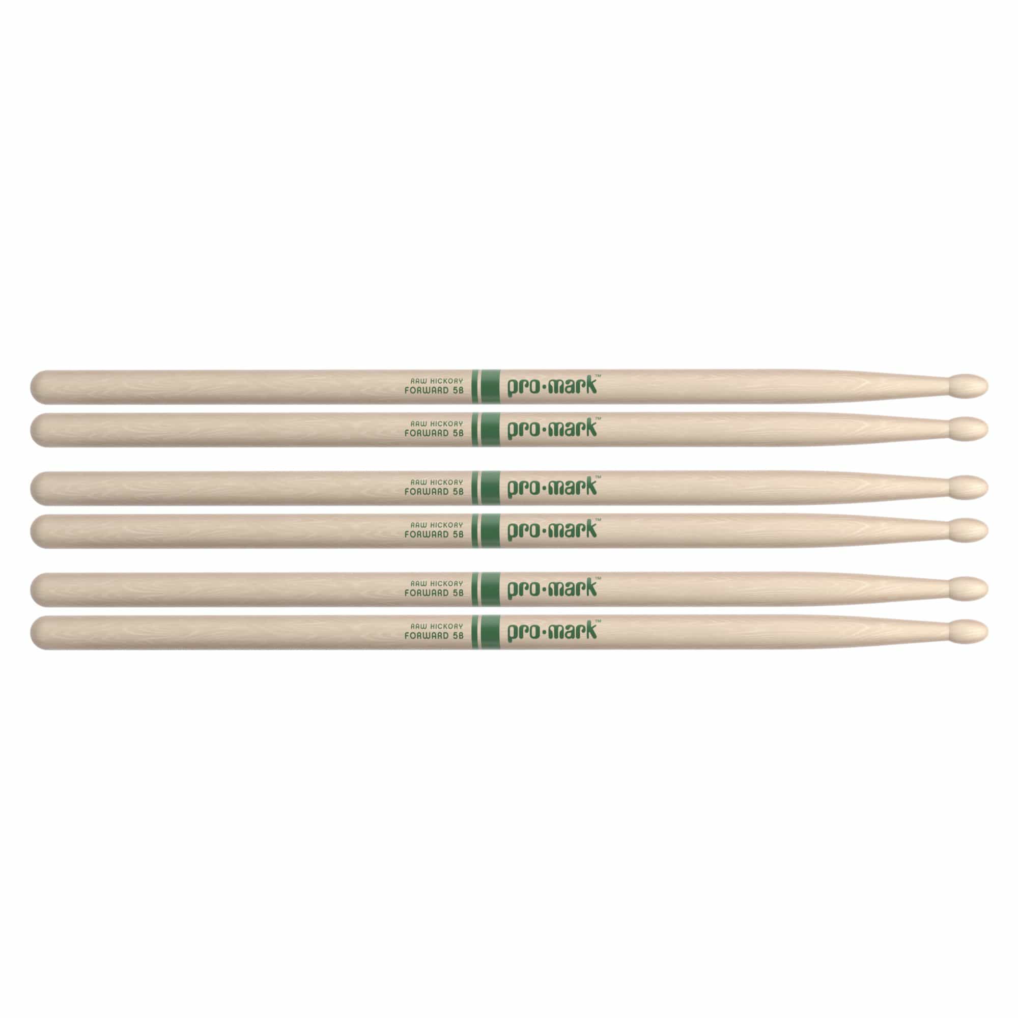 Promark American Hickory 5B Natural Wood Tip Drum Sticks (3 Pair Bundl