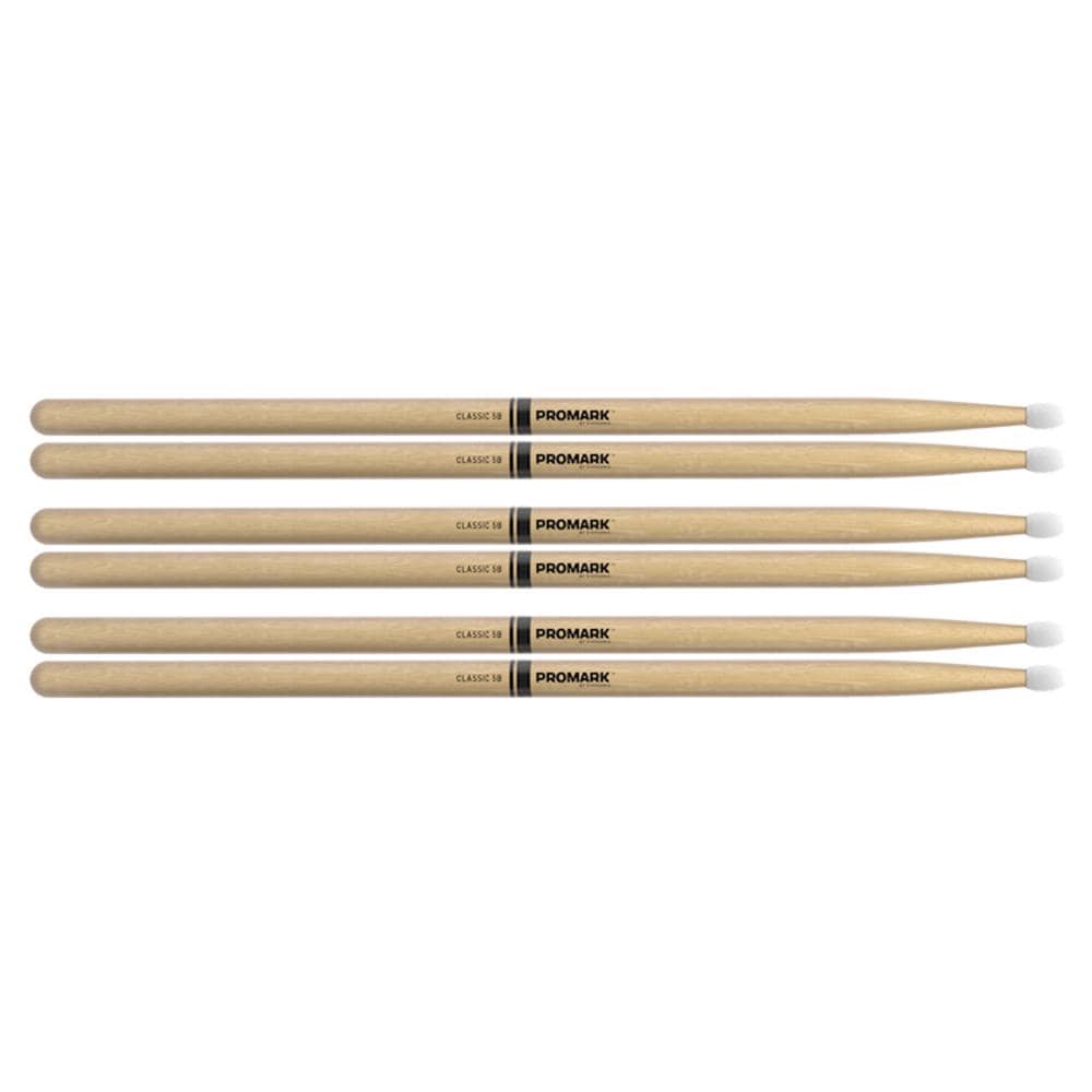 Promark American Hickory 5B Nylon Tip Drum Sticks (3 Pair Bundle) Drums and Percussion / Parts and Accessories / Drum Sticks and Mallets