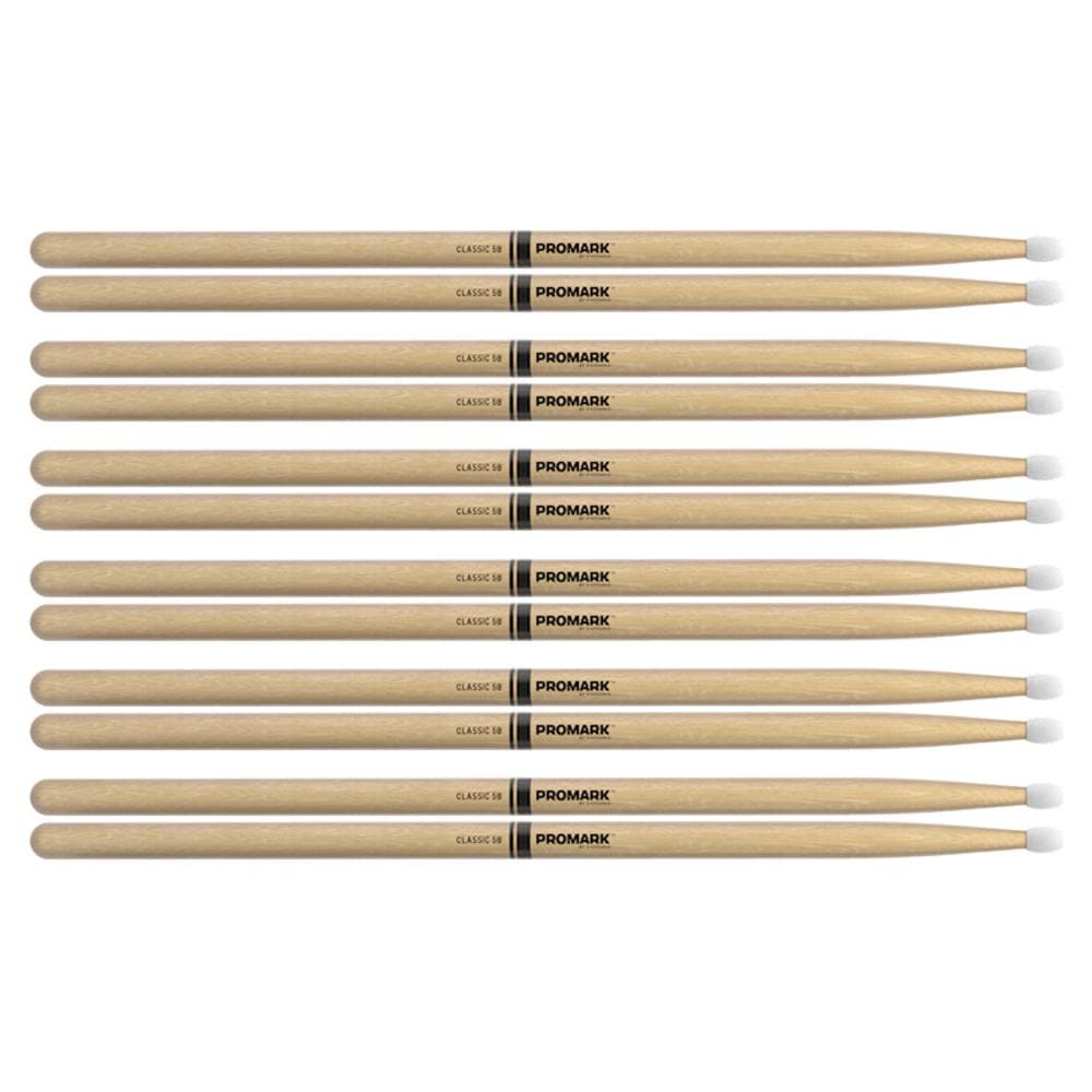 Promark American Hickory 5B Nylon Tip Drum Sticks (6 Pair Bundle) Drums and Percussion / Parts and Accessories / Drum Sticks and Mallets