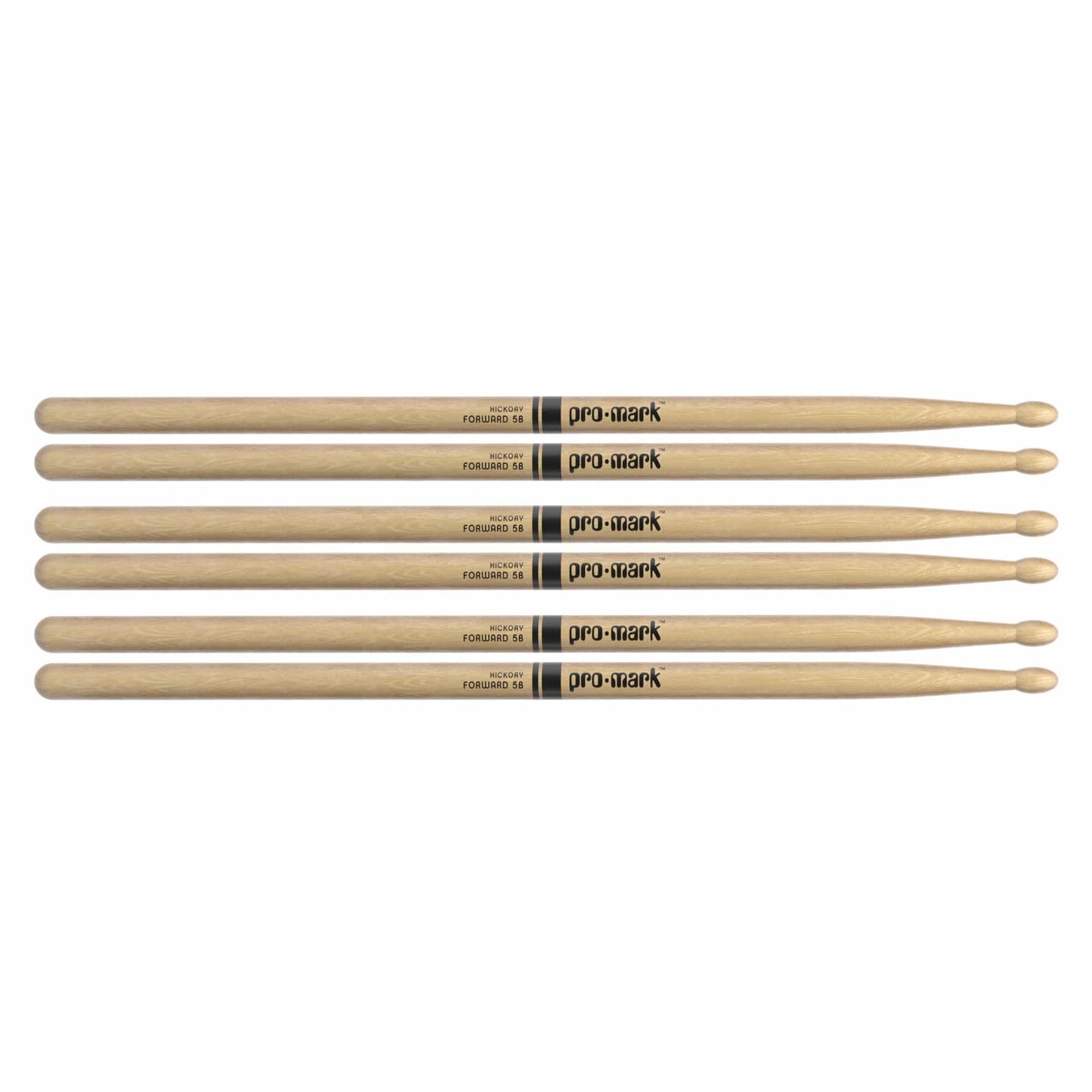 Promark American Hickory 5B Wood Tip Drum Sticks (3 Pair Bundle) Drums and Percussion / Parts and Accessories / Drum Sticks and Mallets
