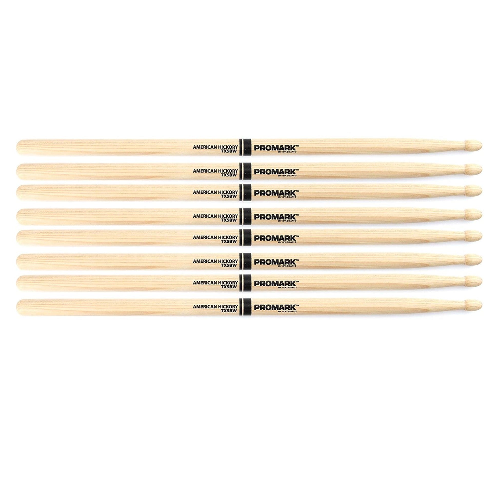 Promark American Hickory 5B Wood Tip Drum Sticks (4 Pair) Drums and Percussion / Parts and Accessories / Drum Sticks and Mallets