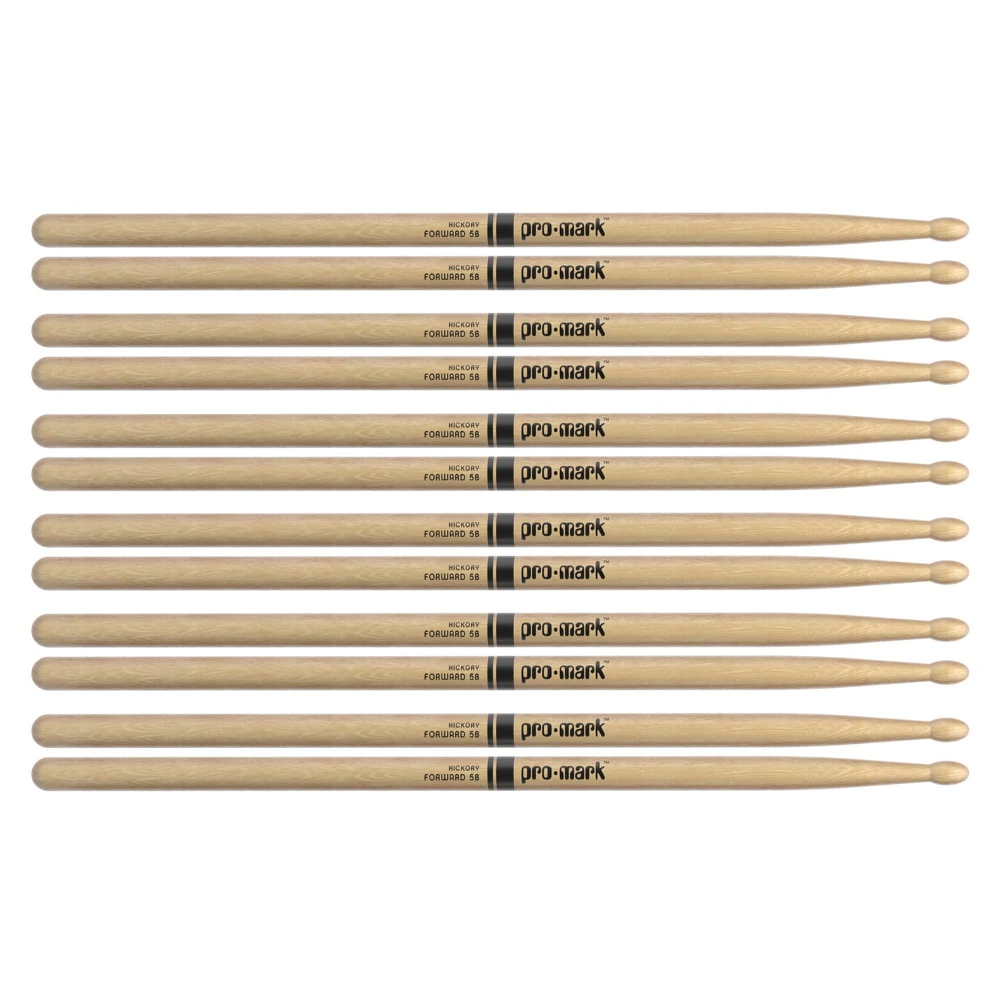 Promark American Hickory 5B Wood Tip Drum Sticks (6 Pair Bundle) Drums and Percussion / Parts and Accessories / Drum Sticks and Mallets