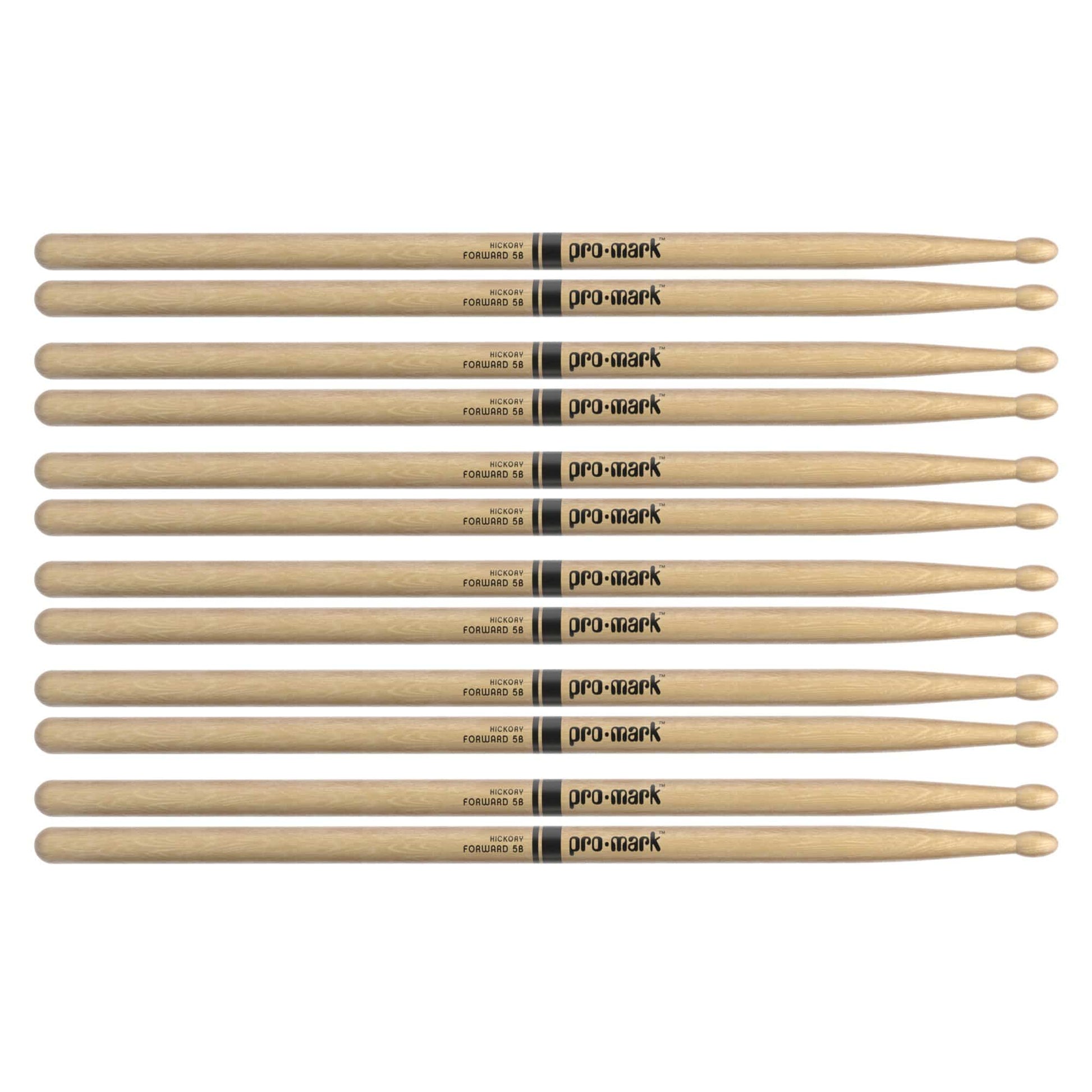 Promark American Hickory 5B Wood Tip Drum Sticks (6 Pair Bundle) Drums and Percussion / Parts and Accessories / Drum Sticks and Mallets